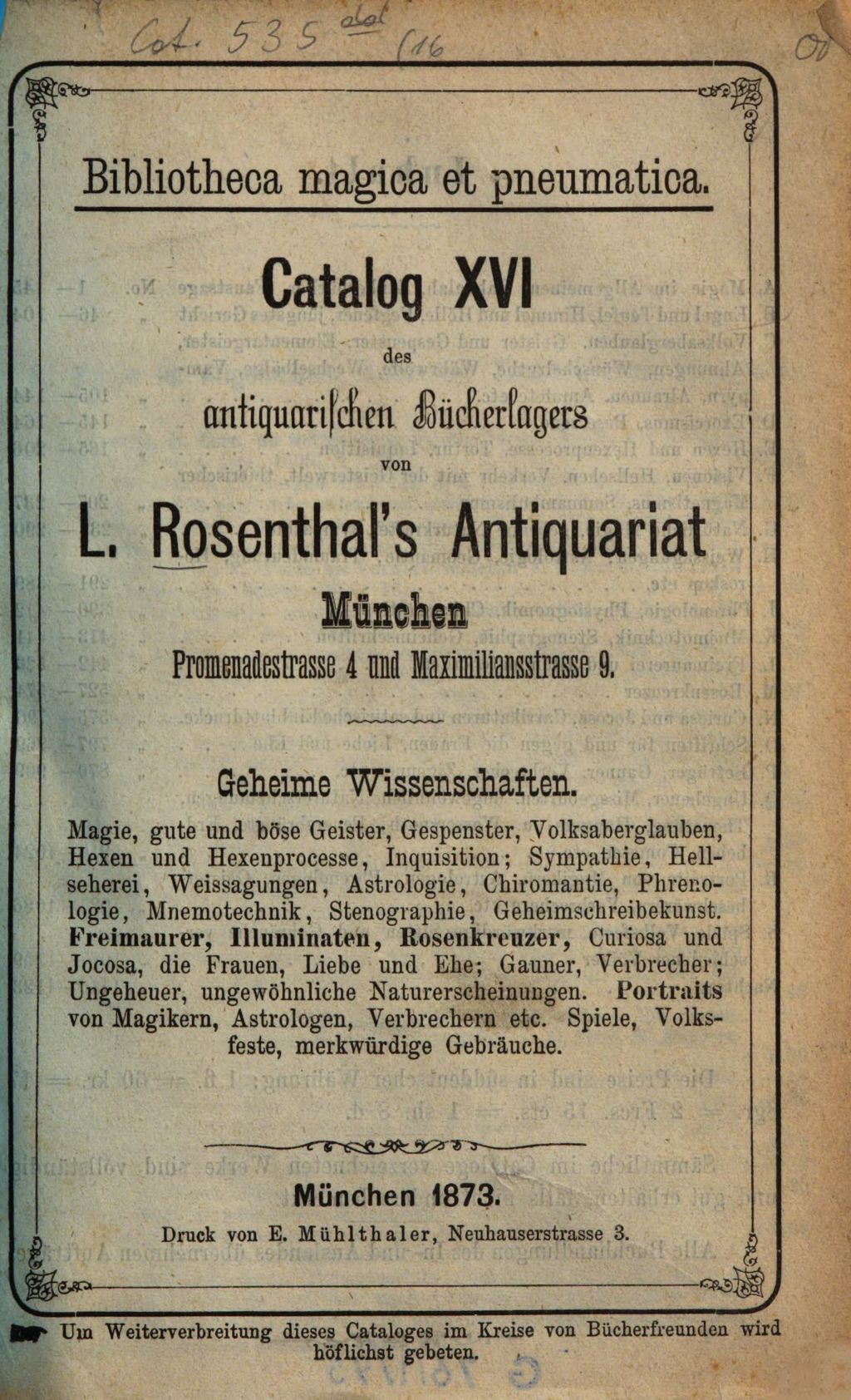 Cover of Bibliotheca magica et pneumatica