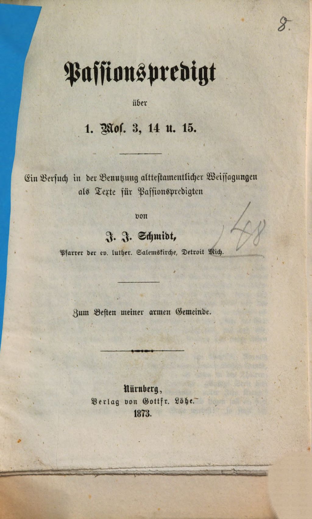Cover of Passionspredigt über 1. Mos. 3, 14 u. 15
