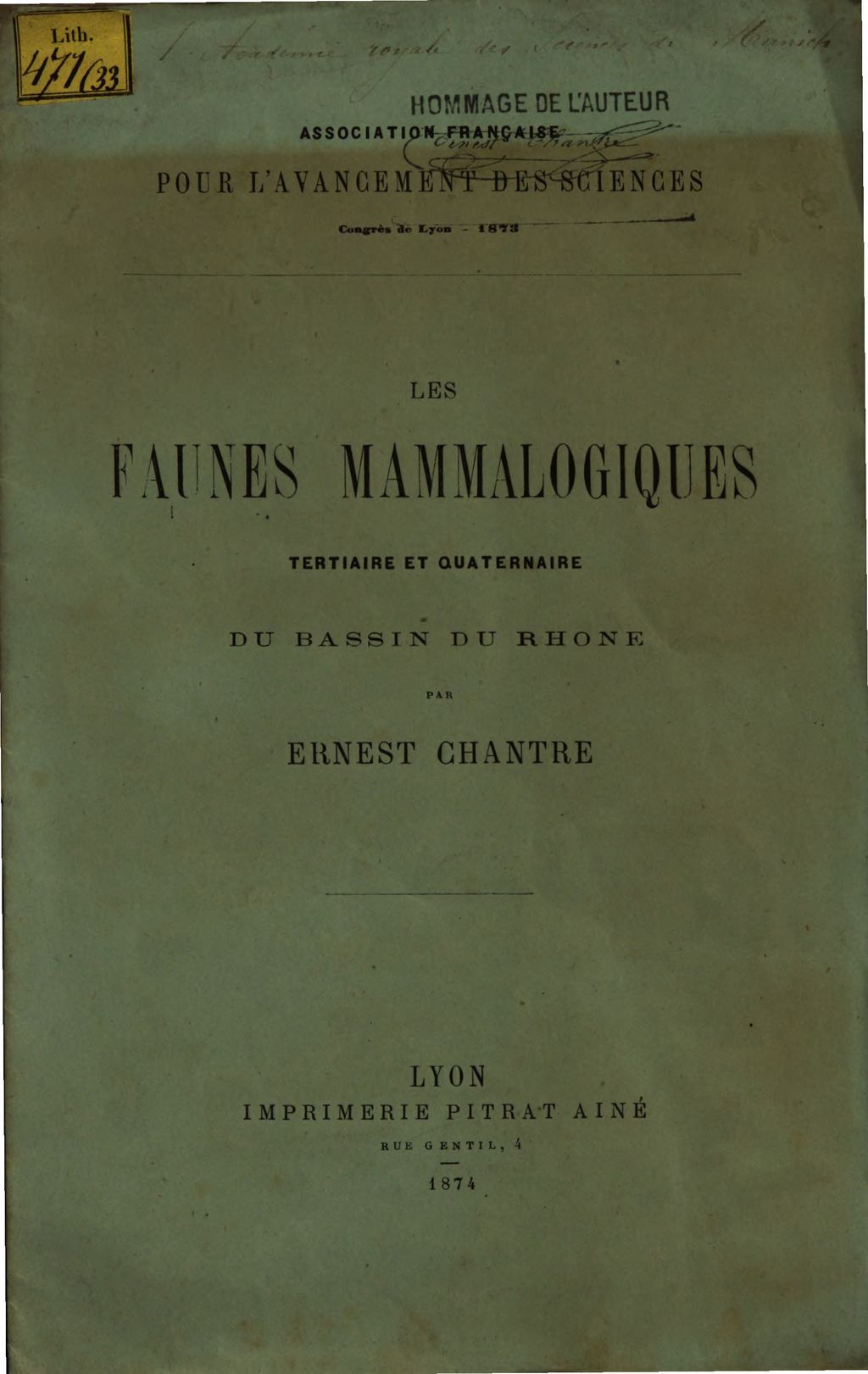 Cover of Les faunes mammalogiques tertiaire et quaternaire du bassin du Rhone