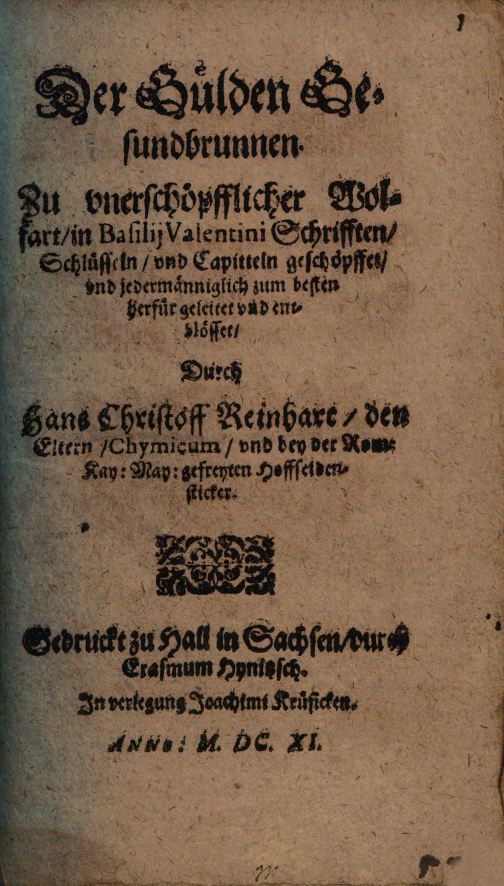 Cover of Der Gülden Gesundbrunnen