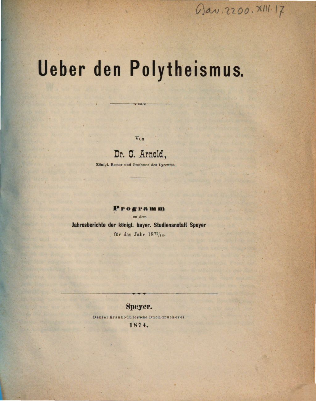 Cover of Über den Polytheismus