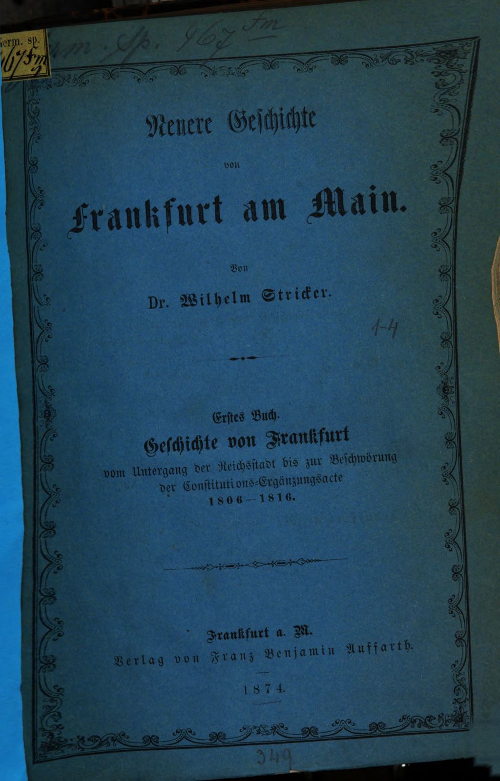 Cover of Neuere Geschichte von Frankfurt am Main. 1, Geschichte von Frankfurt unter Karl von Dalberg vom Untergang der Reichsstadt bis zur Beschwörung der Constitutions-Ergänzungsacte 1806 - 1816