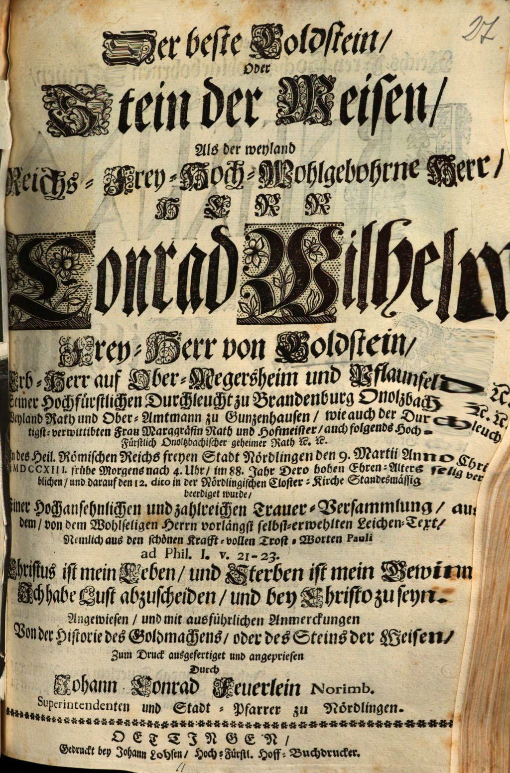 Cover of Der beste Goldstein, oder Stein der Weisen