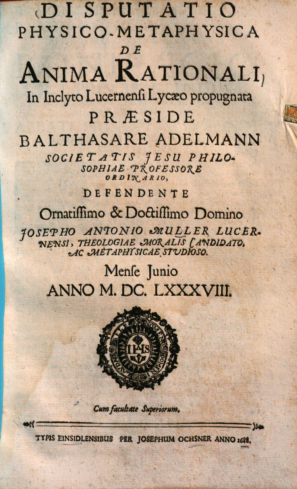 Cover of Disputatio Physico- Metaphysica De Anima Rationali