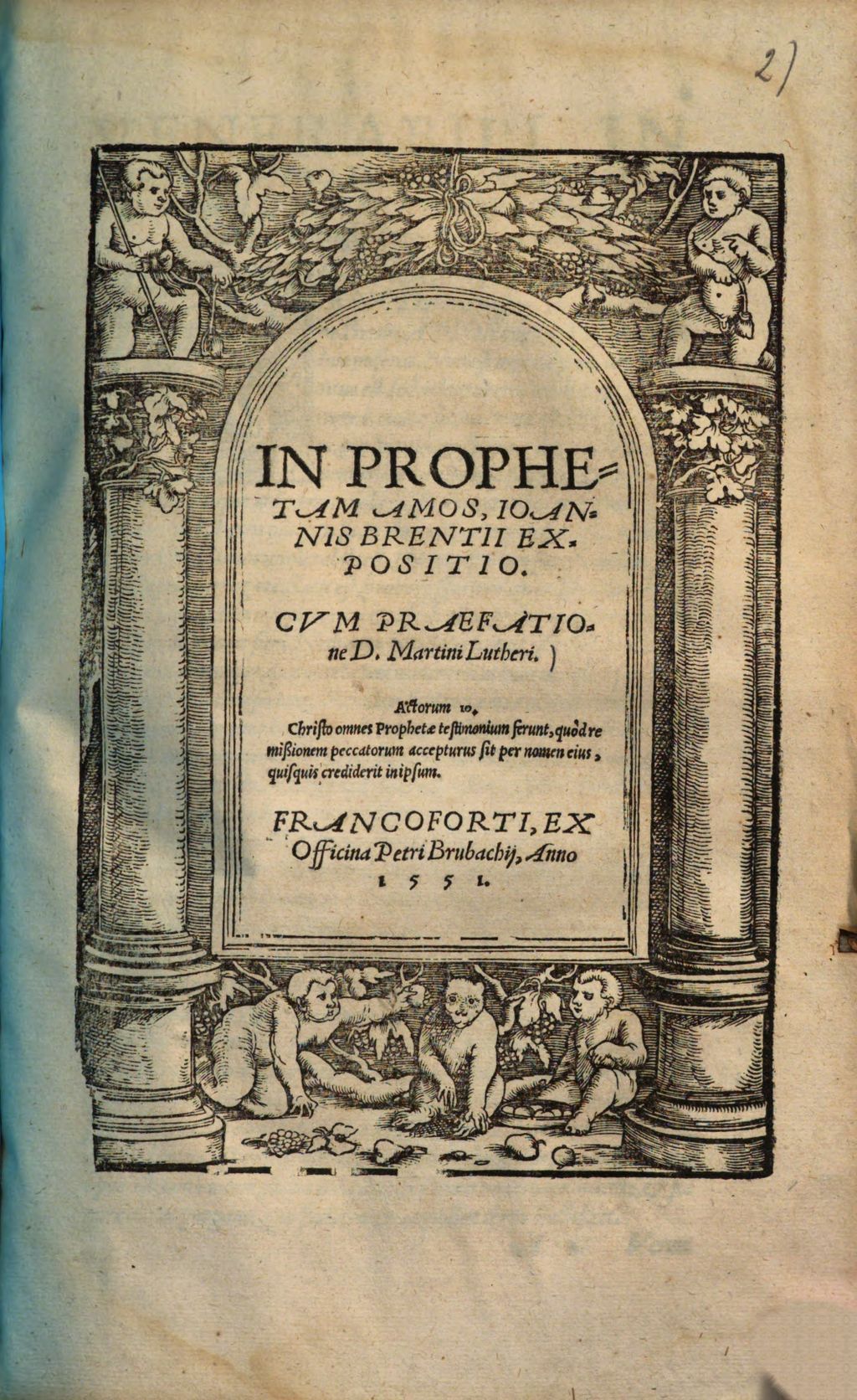 Cover of In Prophetam Amos, Ioannis Brentii Expositio