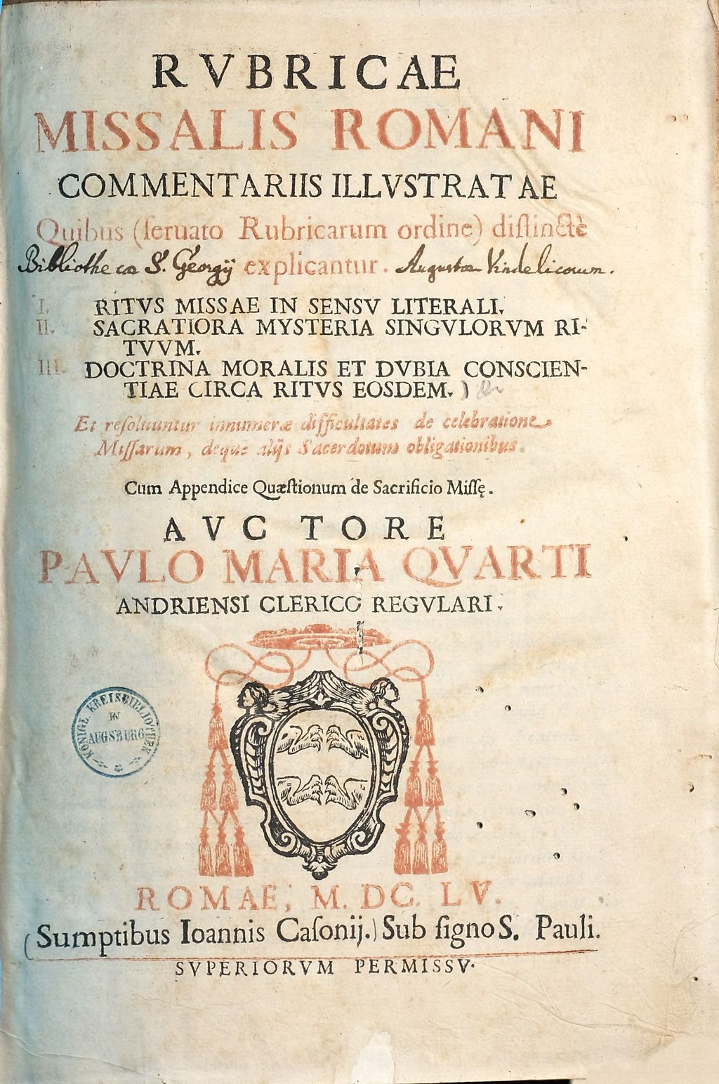 Cover of Rubricae Missalis Romani commentariis illustratae quibus (servato rubricarum ordine) distincte explicantur