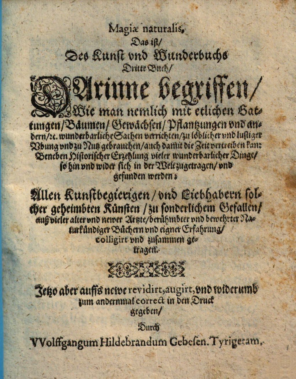 Cover of Magia Naturalis, Das ist Kunst und Wunderbuch