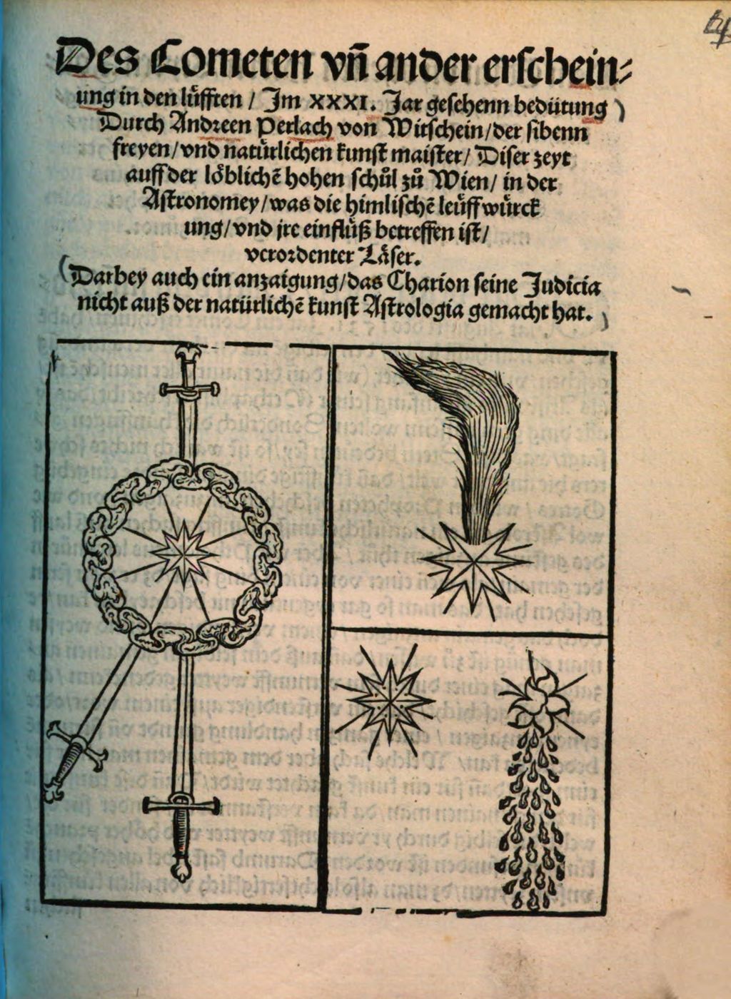 Cover of Des Cometen vn[d] ander erscheinung in den lüfften, im XXXI. Jar geschehenn bedeutung