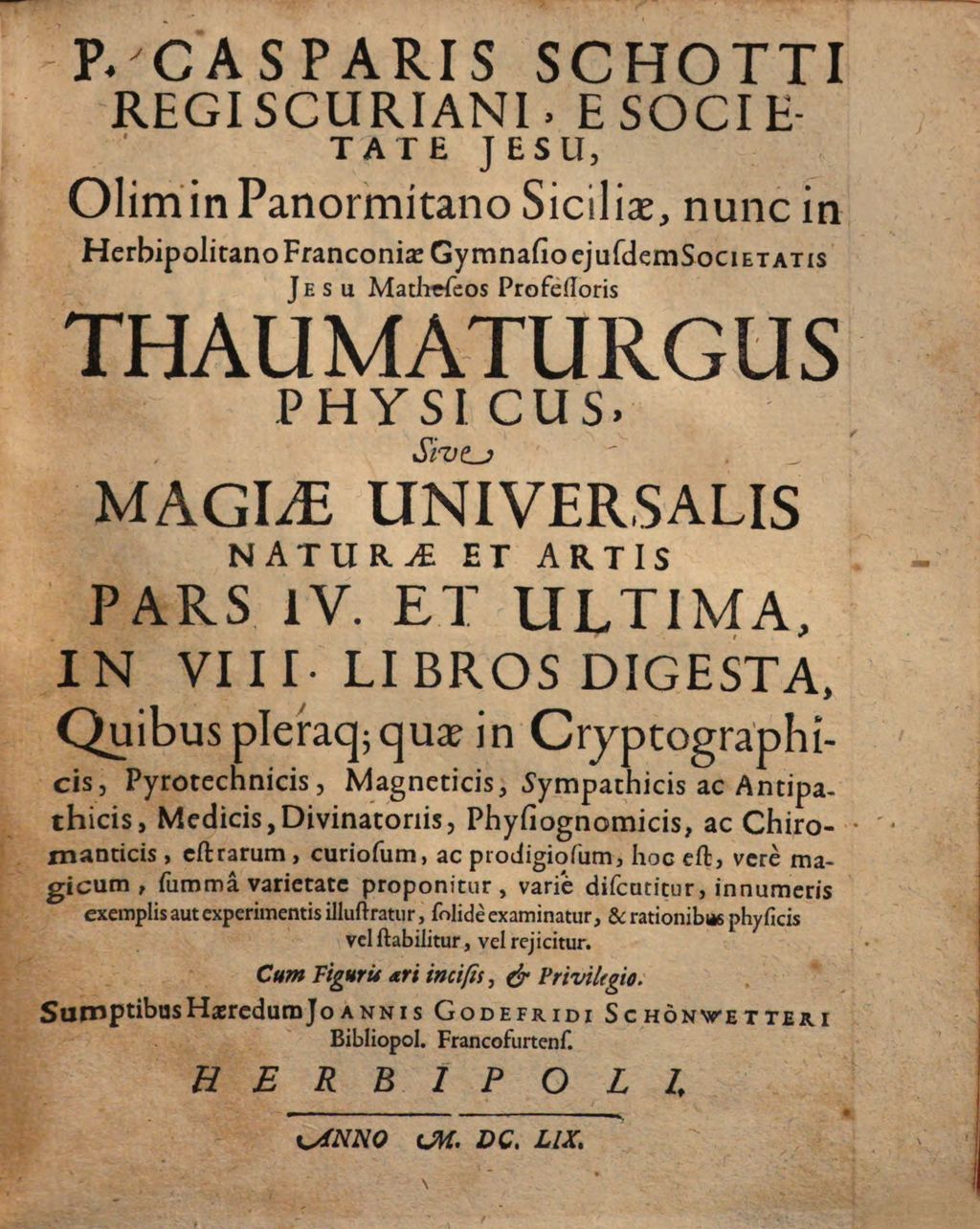 Cover of P. Gasparis Schotti magia universalis naturae et artis. 4., Physica