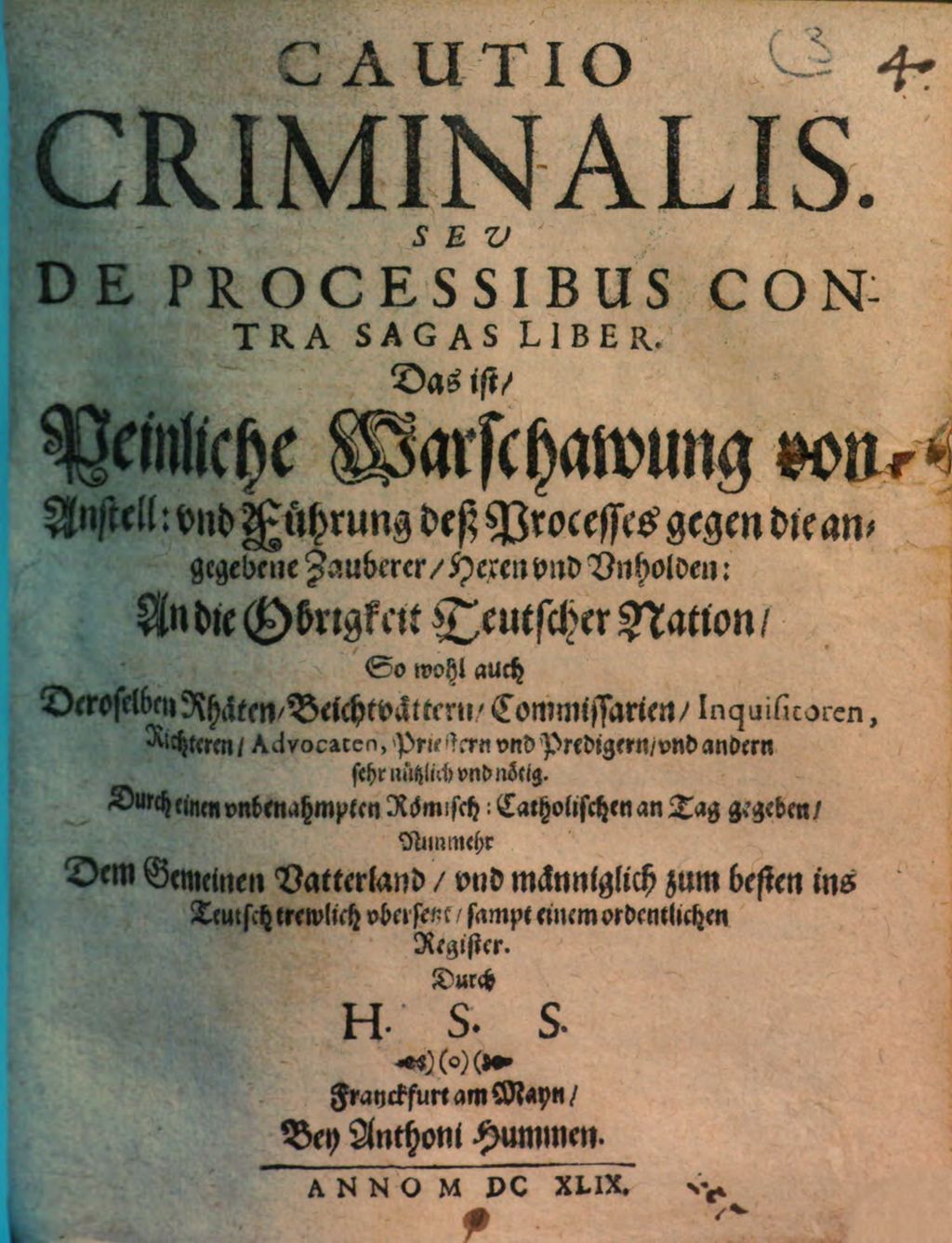 Cover of Cautio criminalis