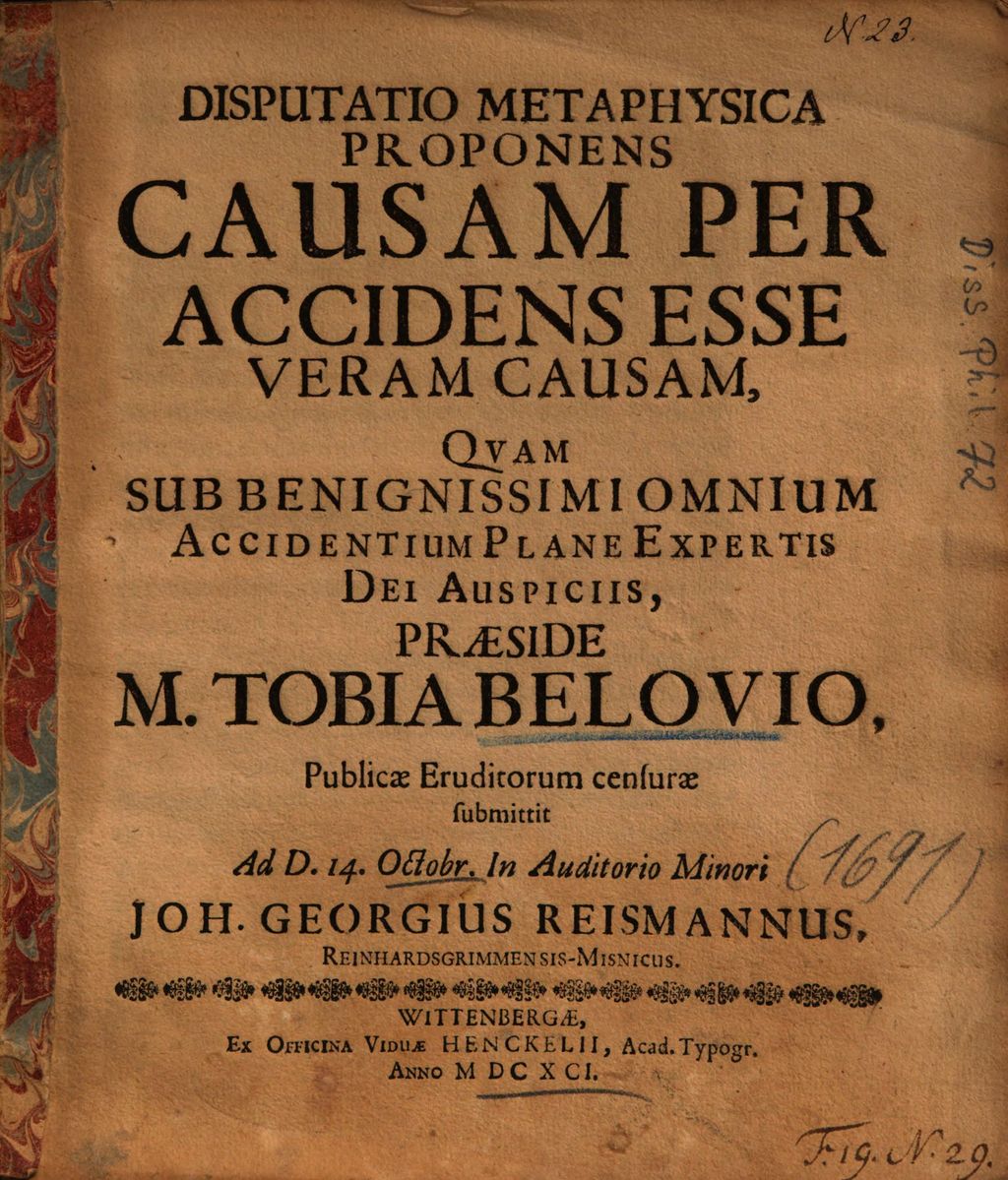 Cover of Disputatio Metaphysica Proponens Causam Per Accidens Esse Veram Causam