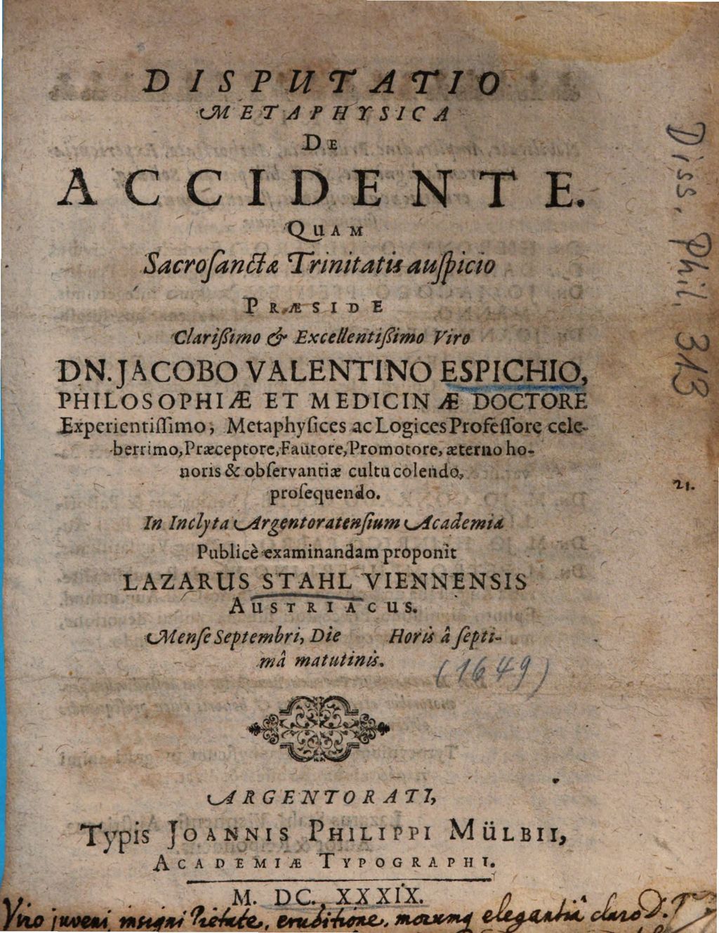 Cover of Disputatio metaphysica de accidente