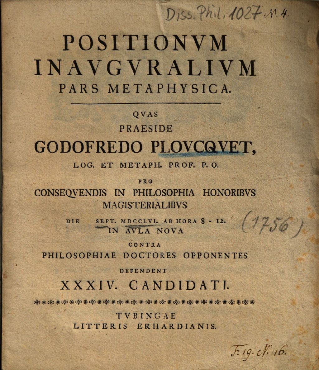 Cover of Positionvm Inavgvralivm Pars Metaphysica