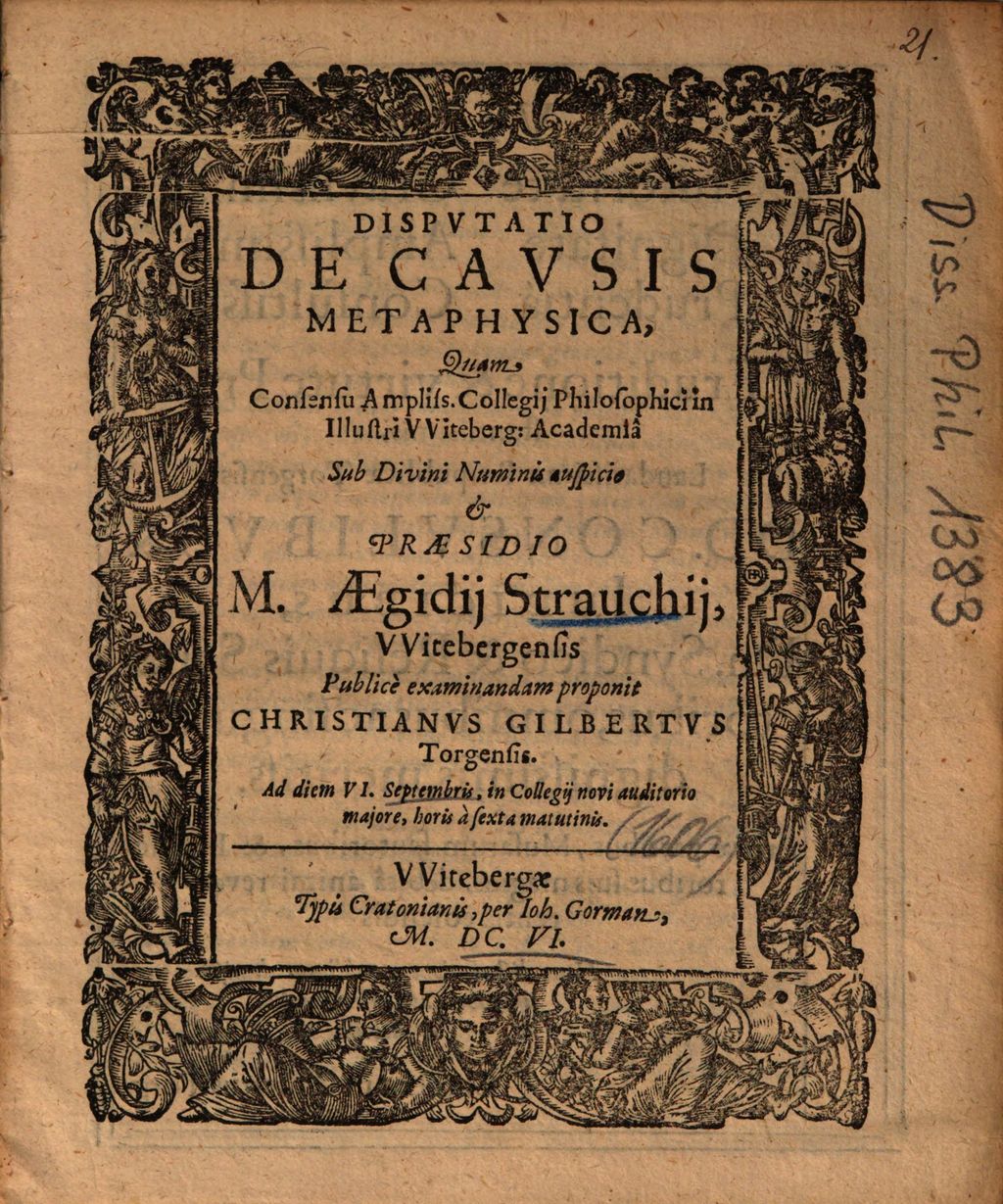 Cover of Dispvtatio De Cavsis Metaphysica