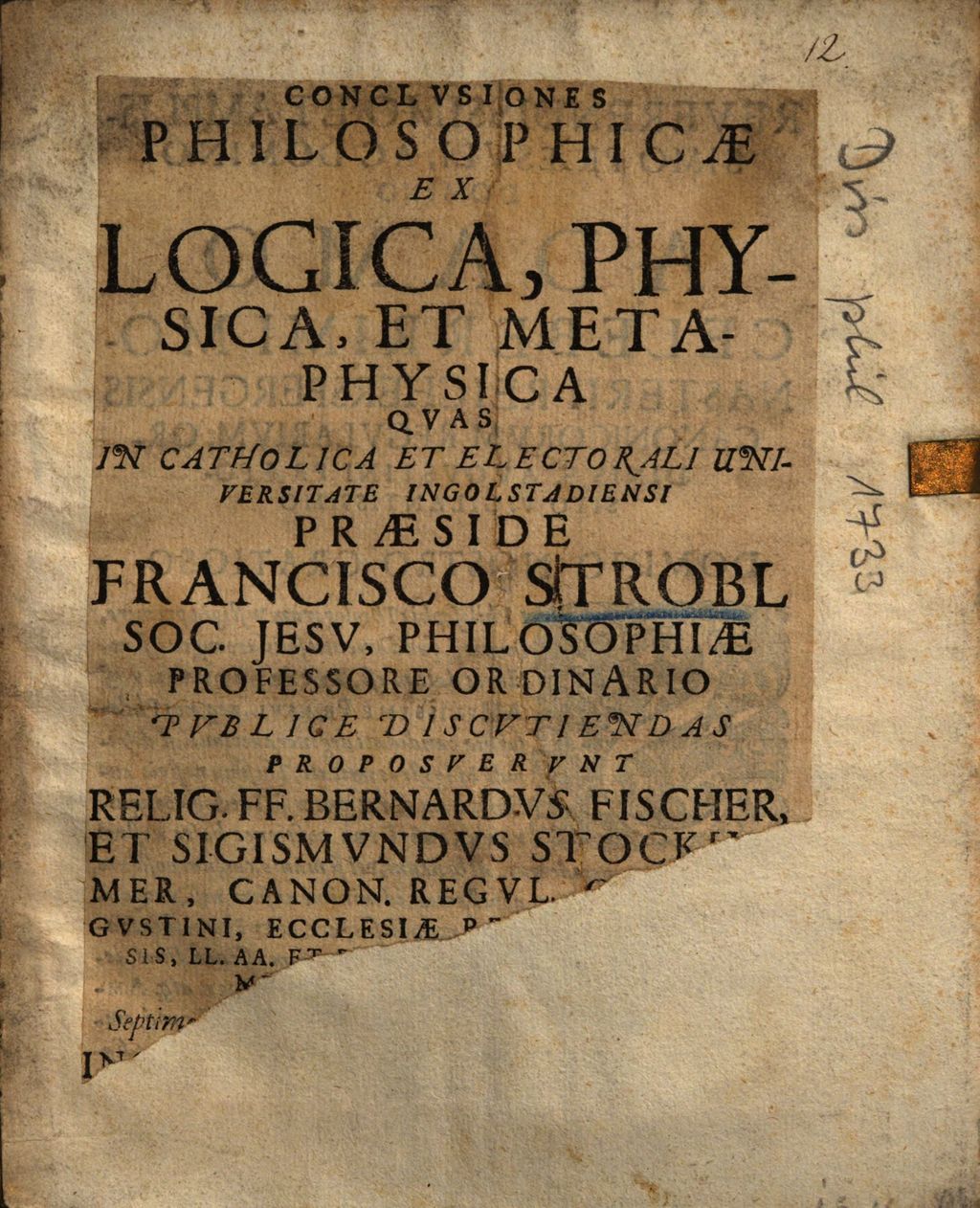 Cover of Conclvsiones Philosophicae Ex Logica, Physica, Et Metaphysica