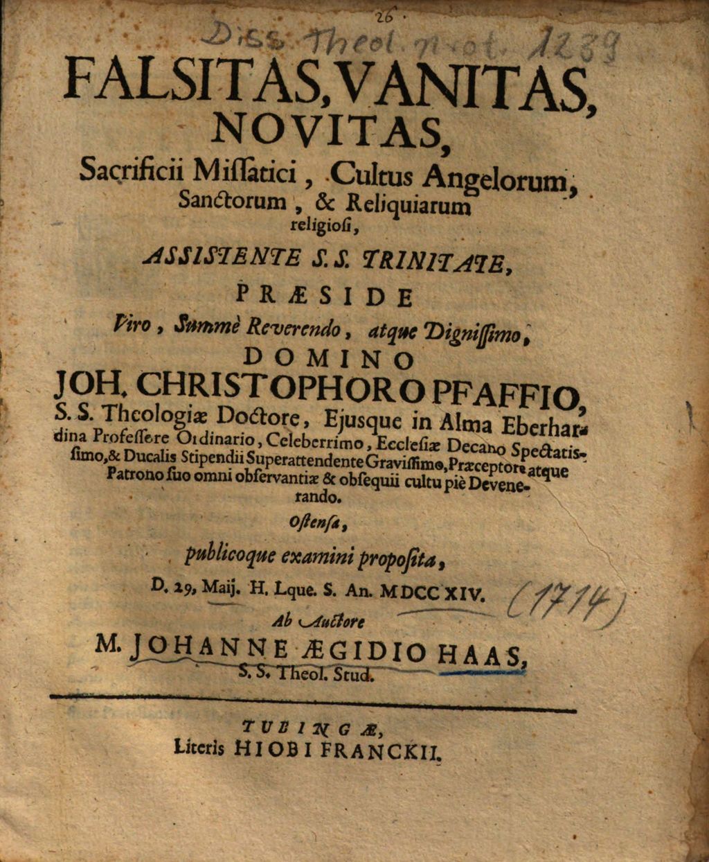 Cover of Falsitas, Vanitas, Novitas, Sacrificii Missatici, Cultus Angelorum, Sanctorum, & Reliquiarum religiosi
