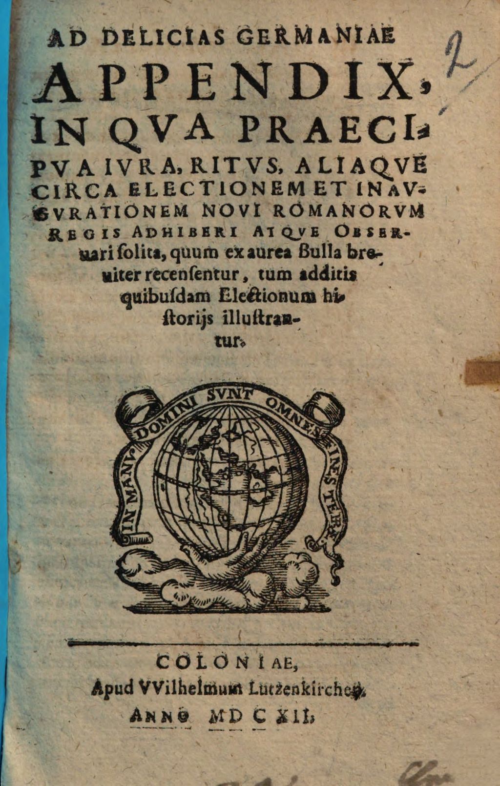 Cover of Ad Delicias Germaniae Appendix