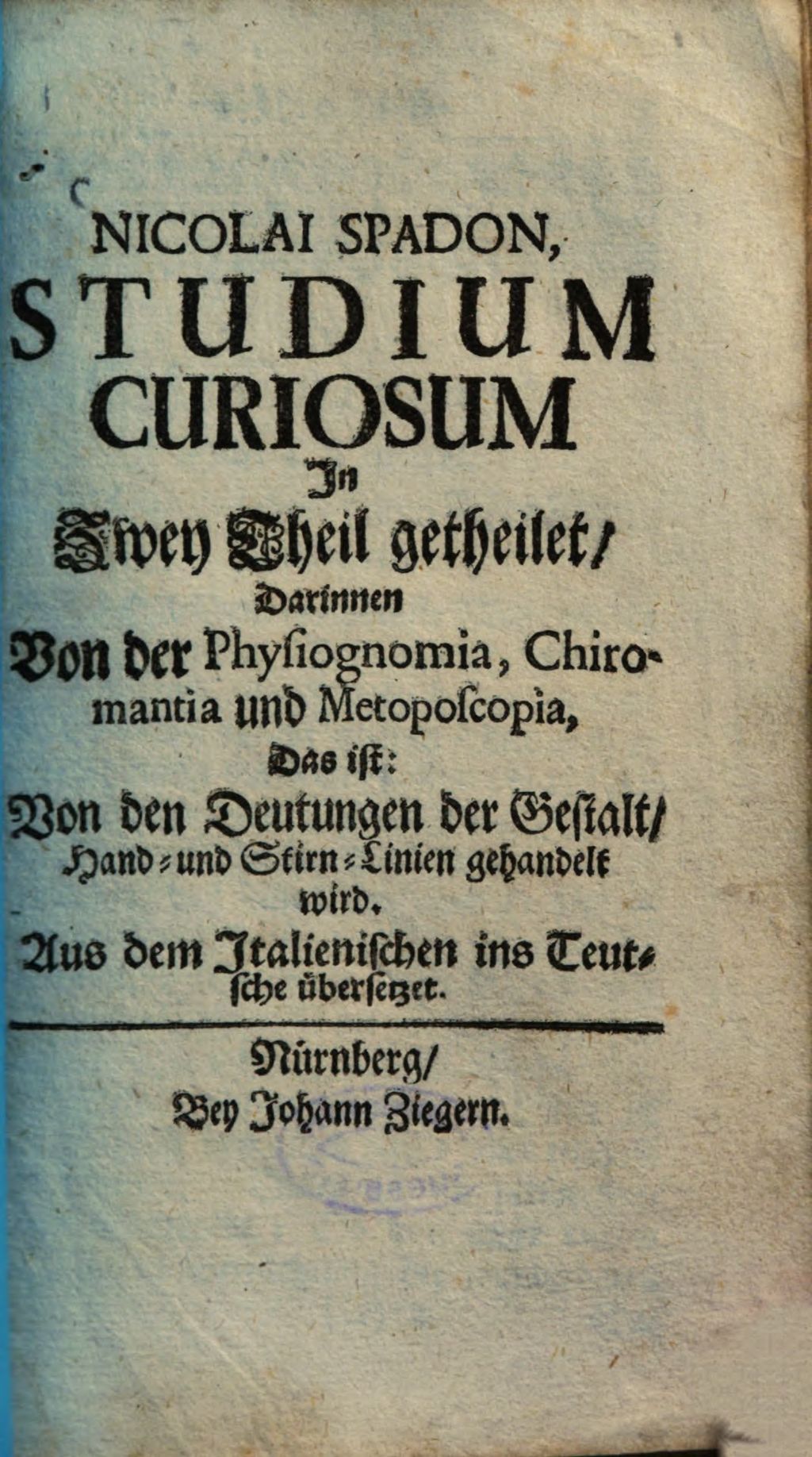 Cover of Nicolai Spadon, Studium curiosum
