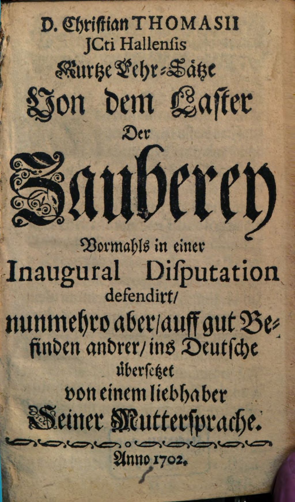 Cover of Kurtze Lehr-Sätze Von dem Laster der Zauberey