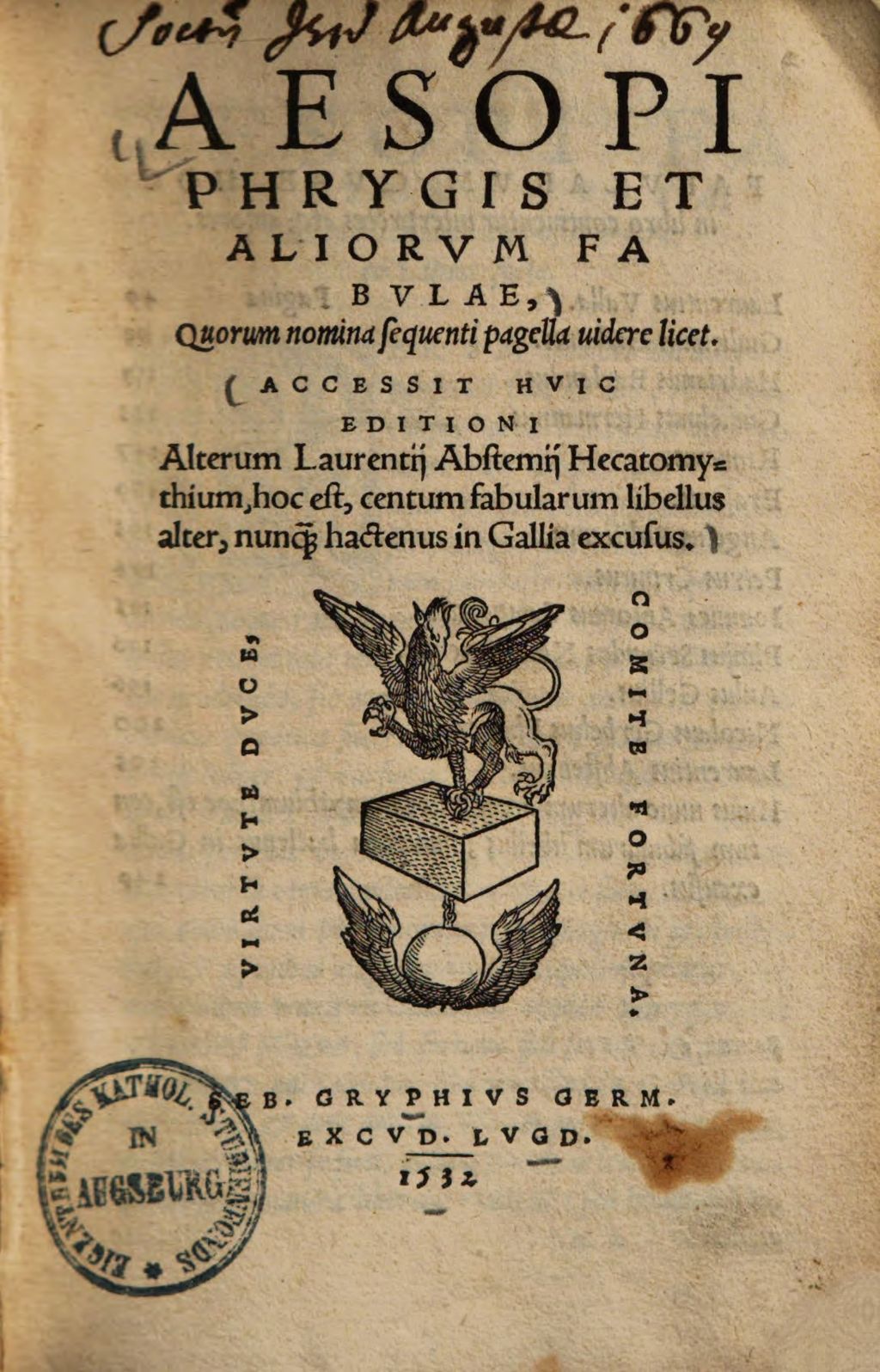 Cover of Aesopi Phrygi et aliorum fabulae