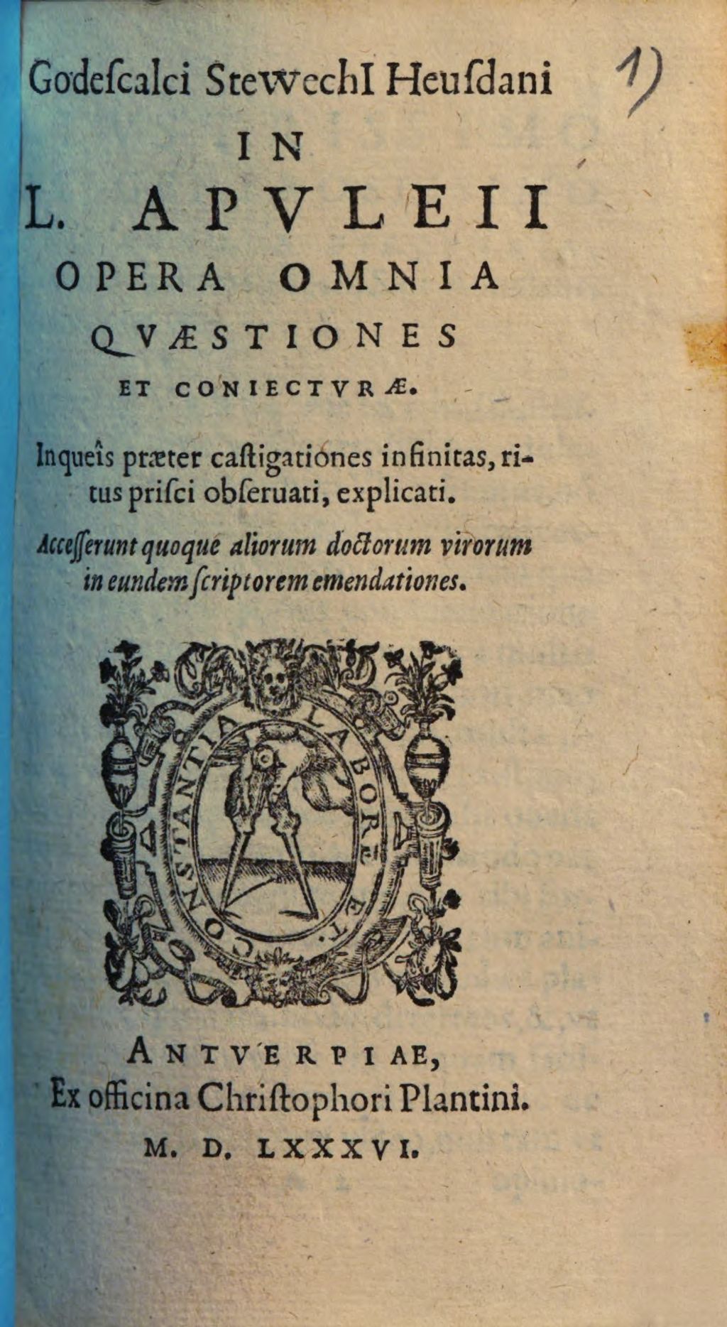 Cover of In L. Apuleii opera omnia quaestiones & conjecturae