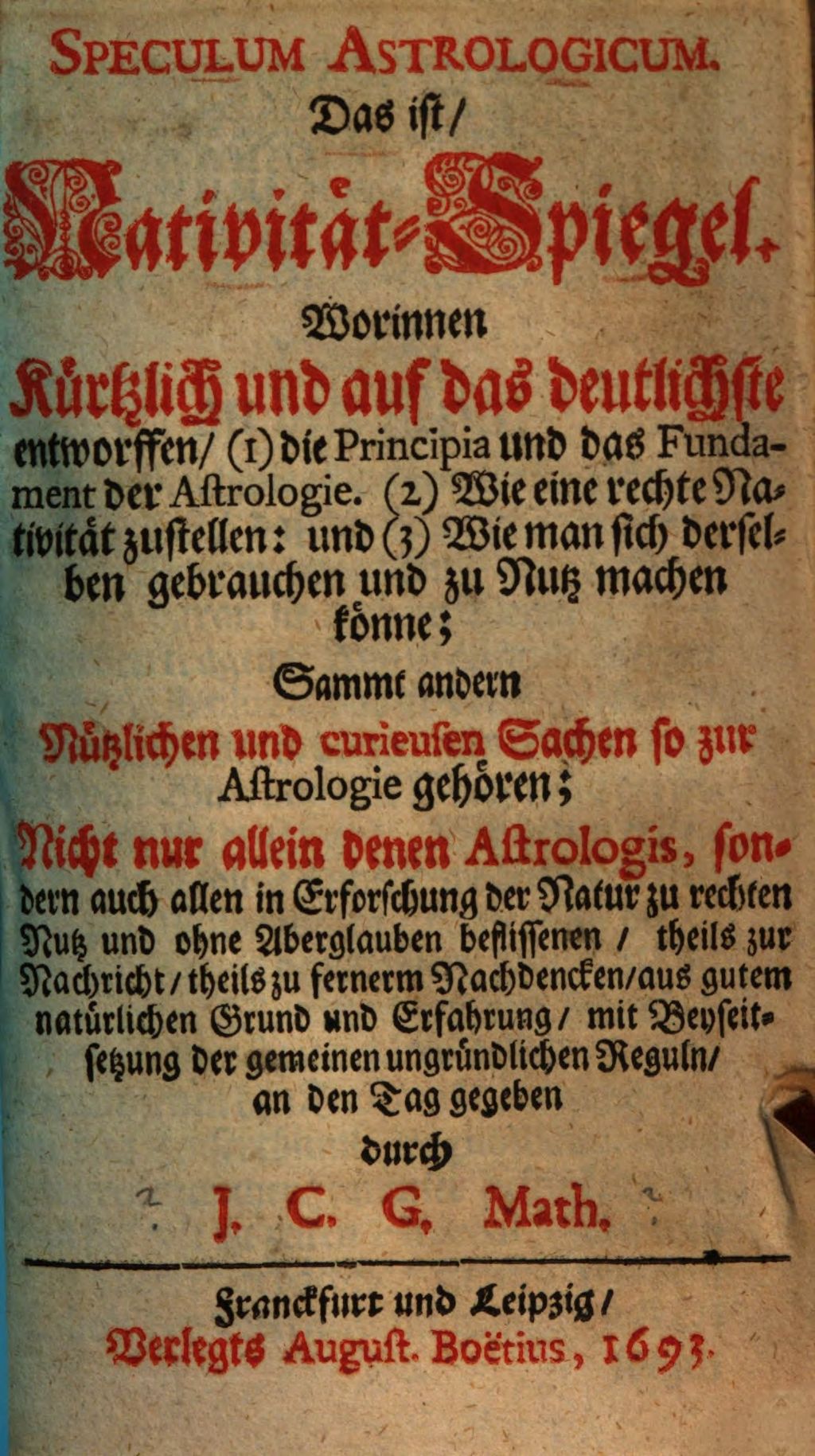 Cover of Speculum Astrologicum. Das ist, Nativität-Spiegel