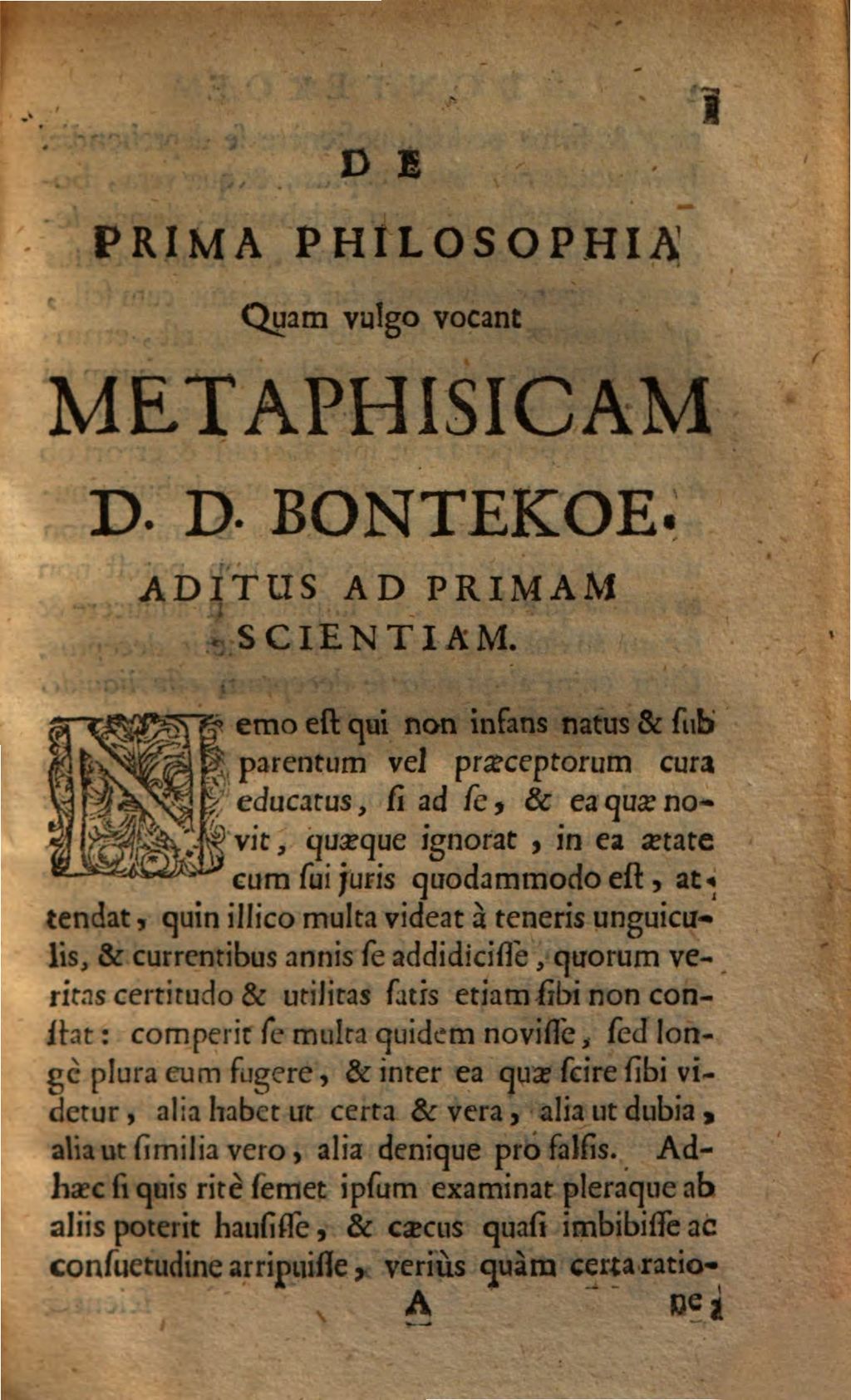 Cover of Cl. C. Bontekoe Serenissimi Electoris Brandeburgici Consiliarii ... Metaphysica Et liber singularis De Motu, Nec non ejusdem Oeconomia Animalis