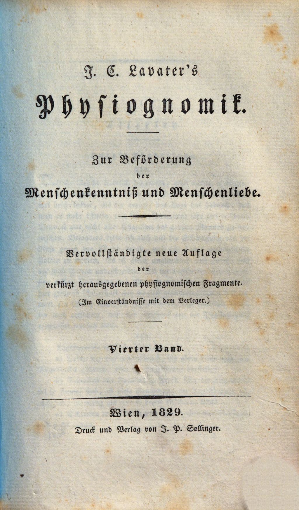 Cover of J. C. Lavater's Physiognomik