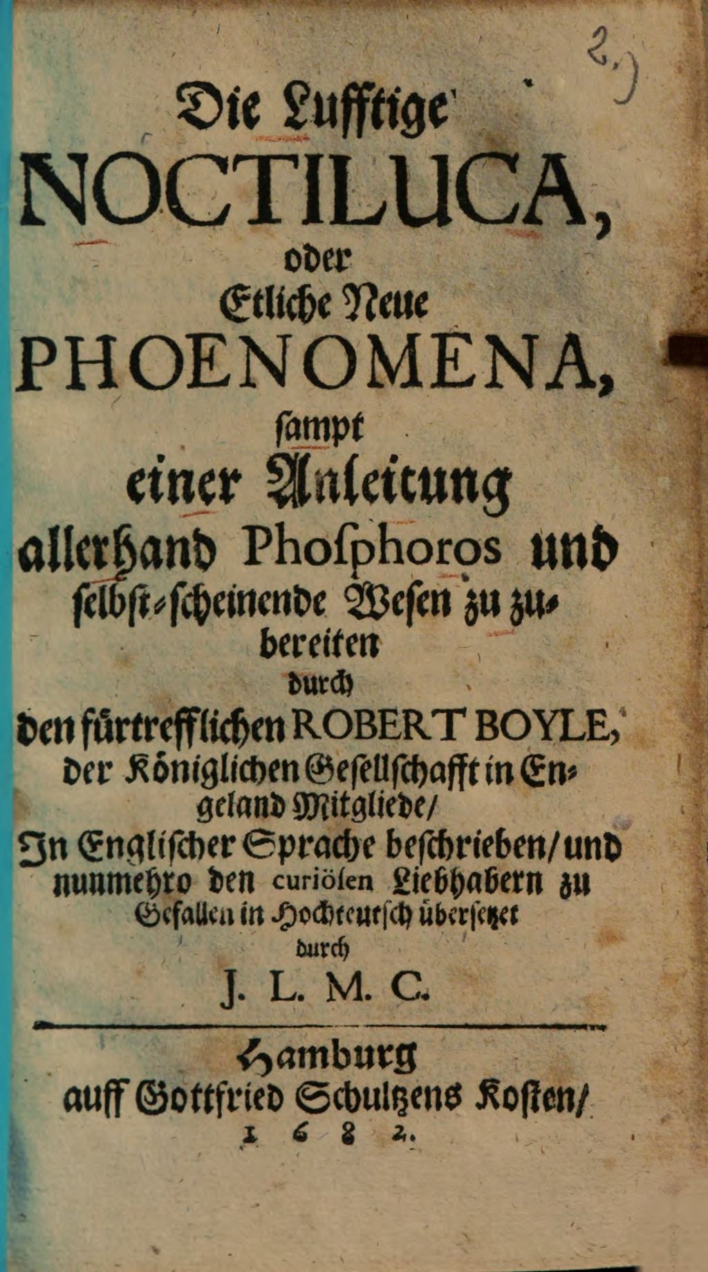 Cover of Die Lufftige Noctiluca, oder Etliche Neue Phoenomena