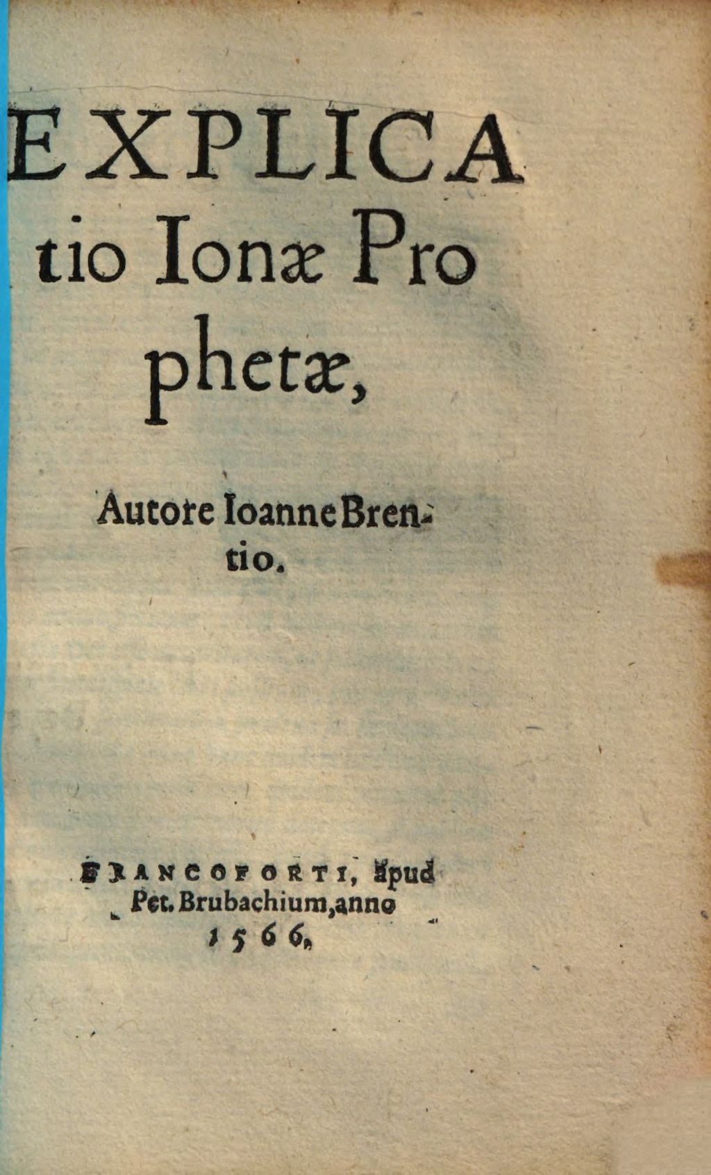 Cover of Explicatio Jonae Prophetae