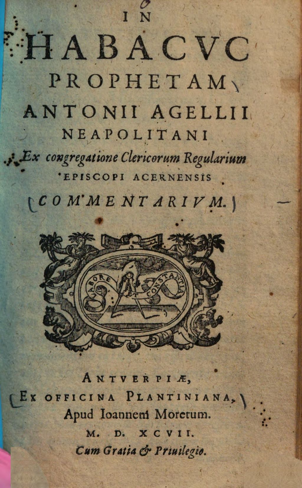 Cover of In Habacuc prophetam Antonii Agellii Commentarium