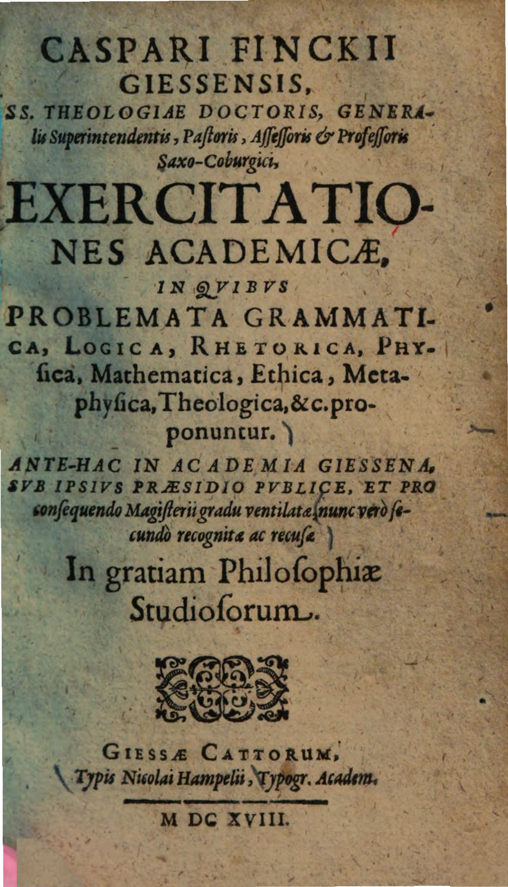 Cover of Exercitationes academicae