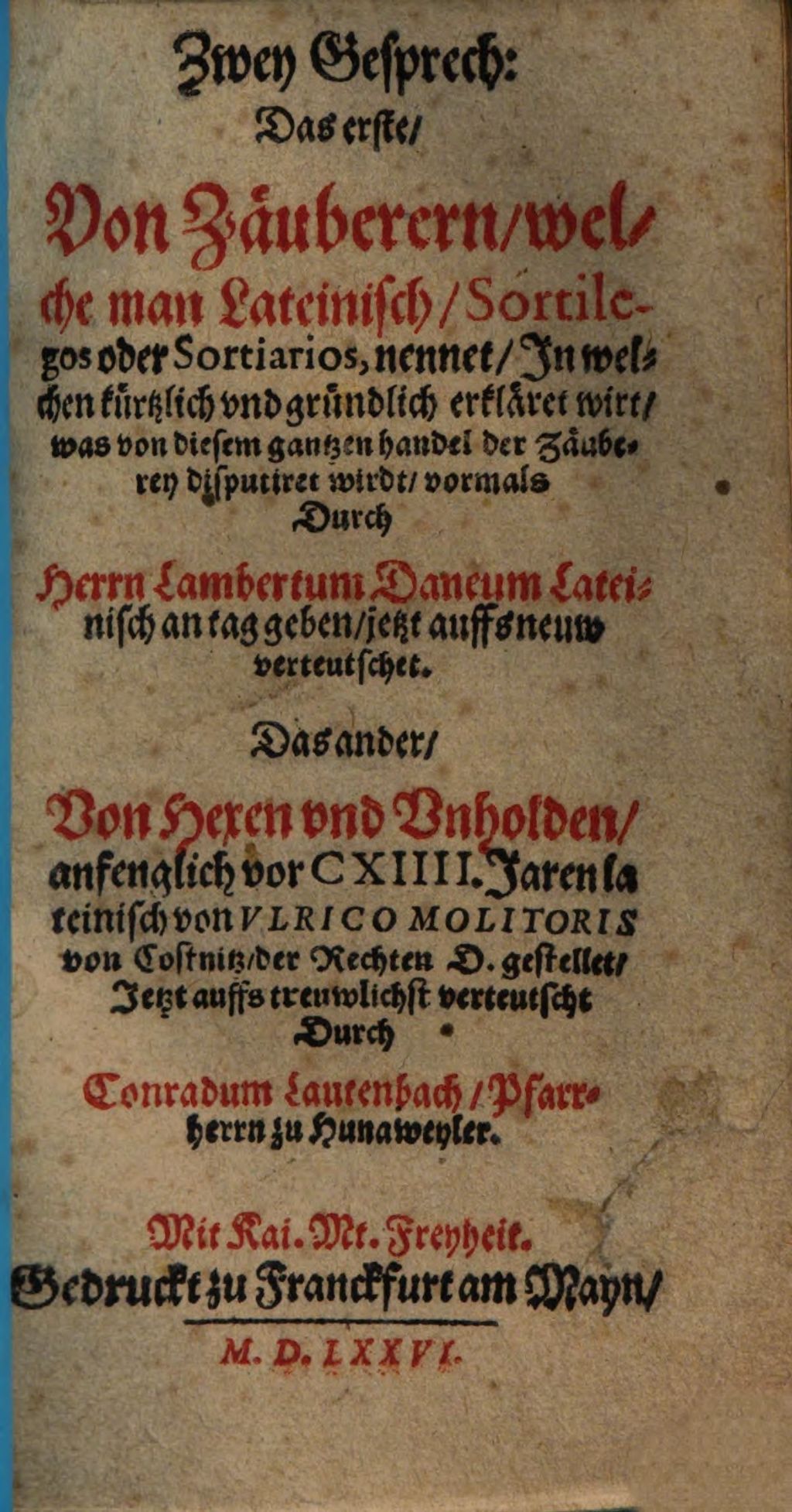 Cover of Zwey Gesprech: das erste von Zauberern