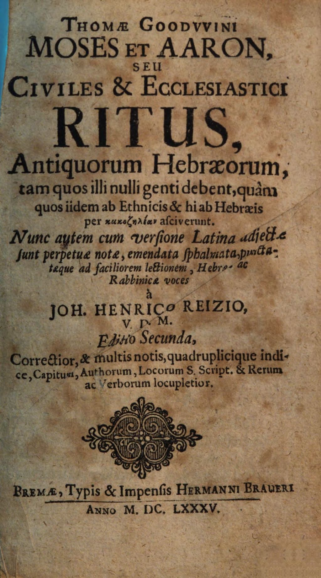 Cover of Moses & Aaron seu civiles & ecclesiastici ritus antiquorum Hebraeorum
