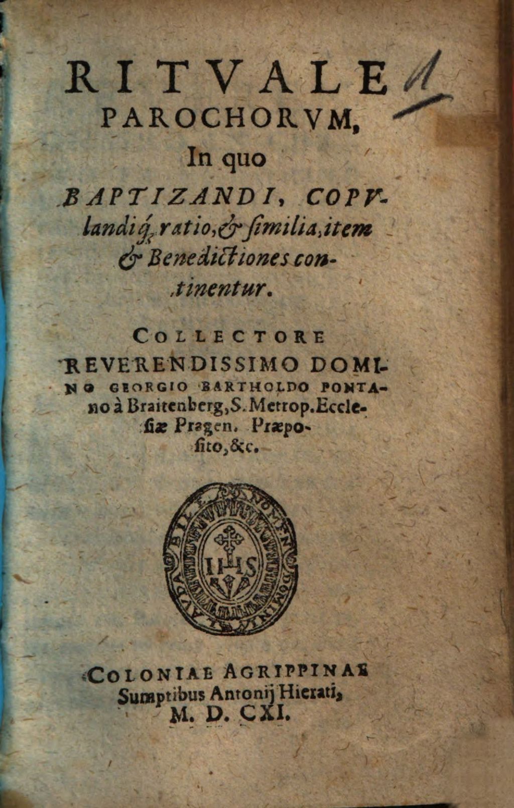 Cover of Rituale parochorum, in quo baptizandi, copulandique ratio, et similia, item et benedictiones continentur