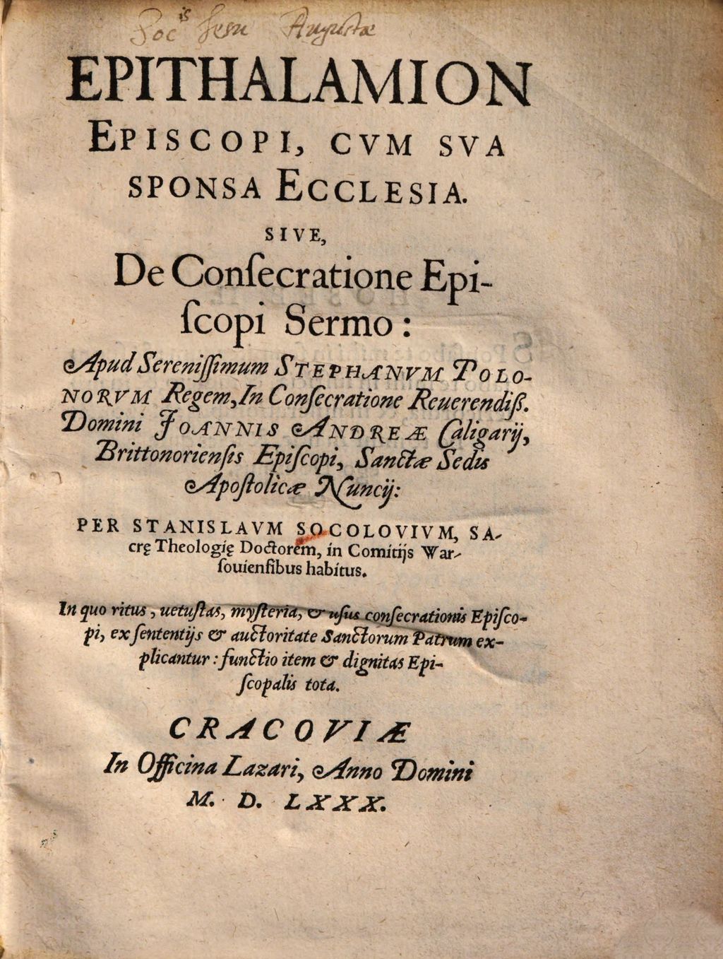 Cover of Epithalamion Episcopi, Cvm Sva Sponsa Ecclesia. Sive, De Consecratione Episcopi Sermo