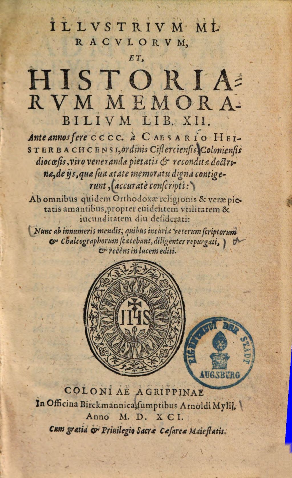 Cover of Illustrium miraculorum et historiarum memorabilium lib. XII