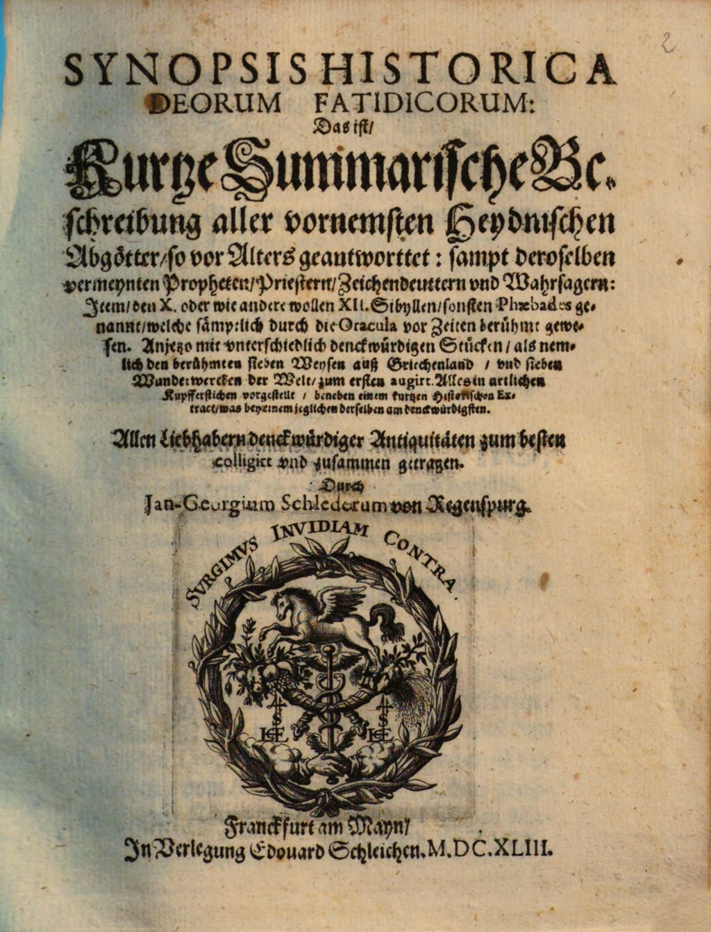 Cover of Synopsis historica deorum fatidicorum