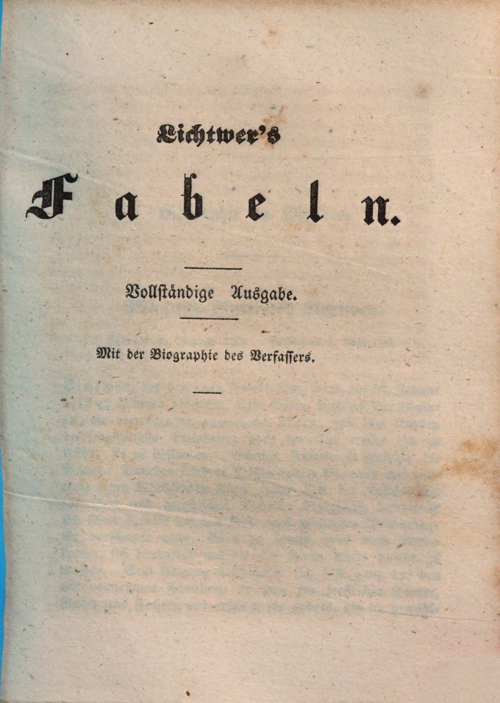Cover of Lichtwer's Fabeln