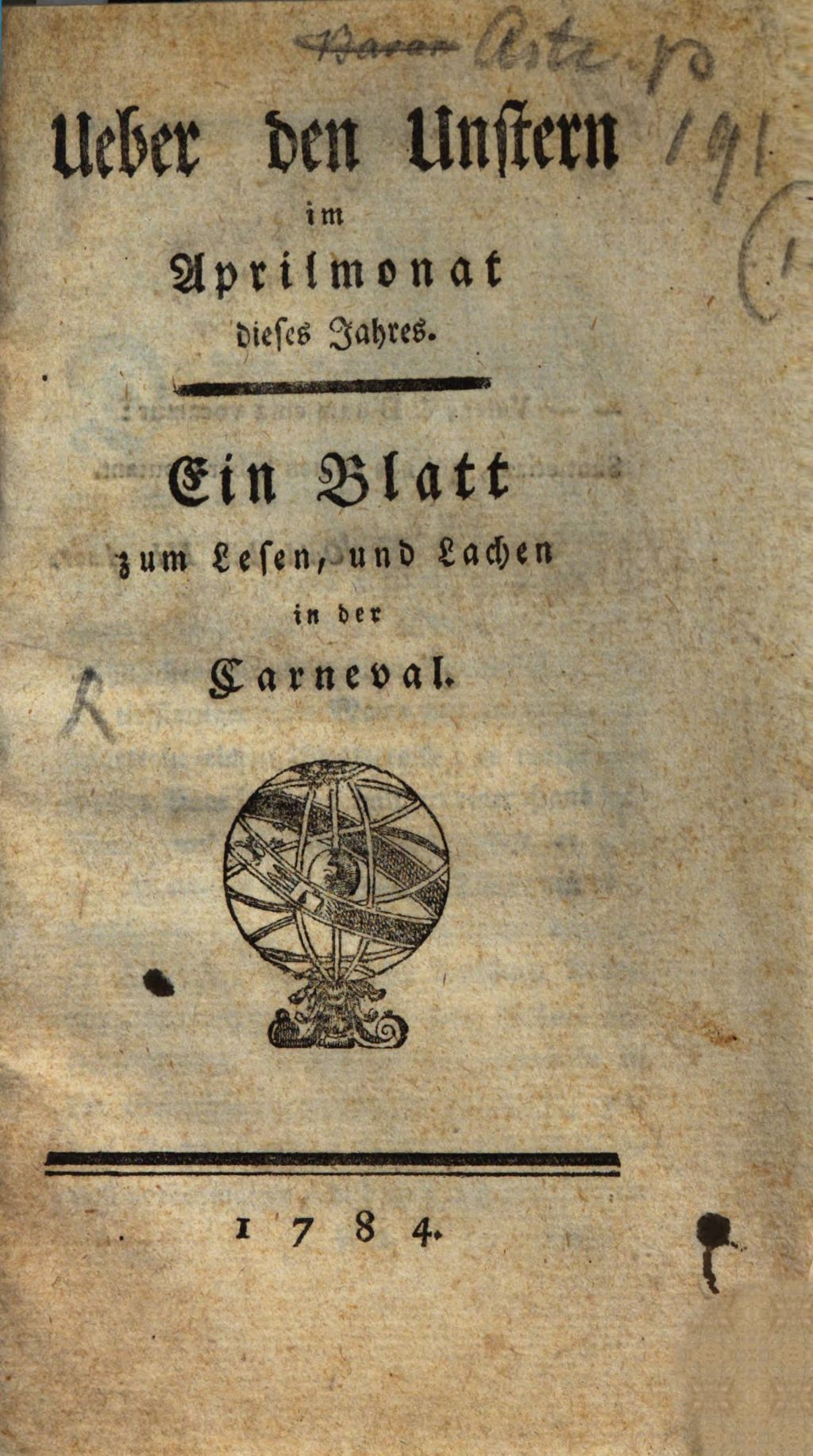 Cover of Über den Unstern im Aprilmonat dieses Jahres