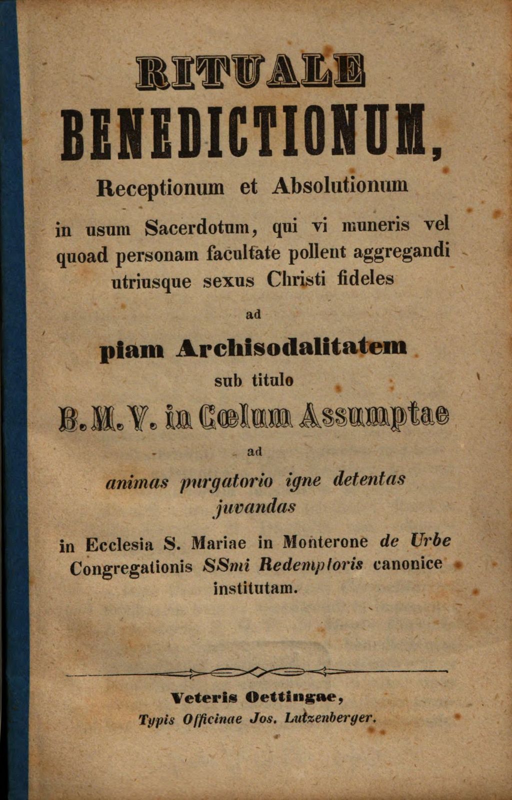 Cover of Rituale Benedictionum, Receptionum et Absolutionum