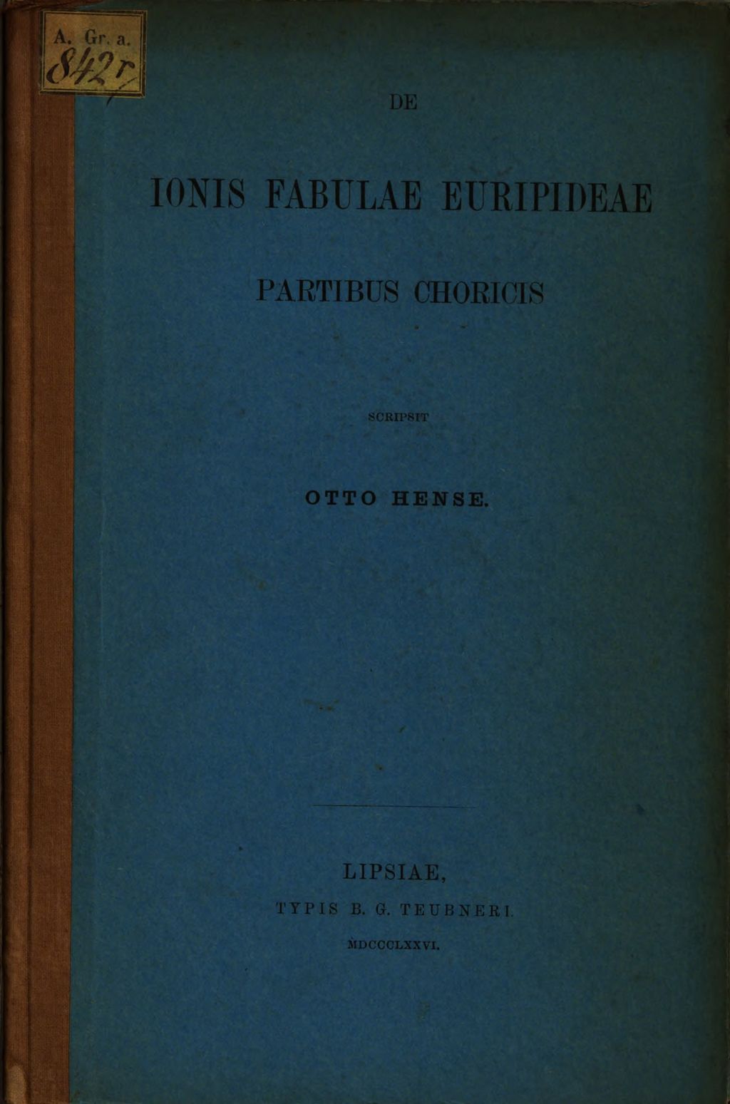 Cover of De Ionis fabulae Euripideae partibus choricis commentatio