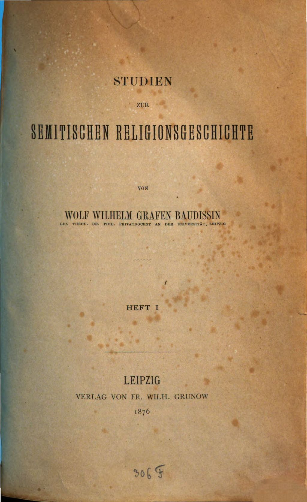 Cover of Studien zur semitischen Religionsgeschichte . 1