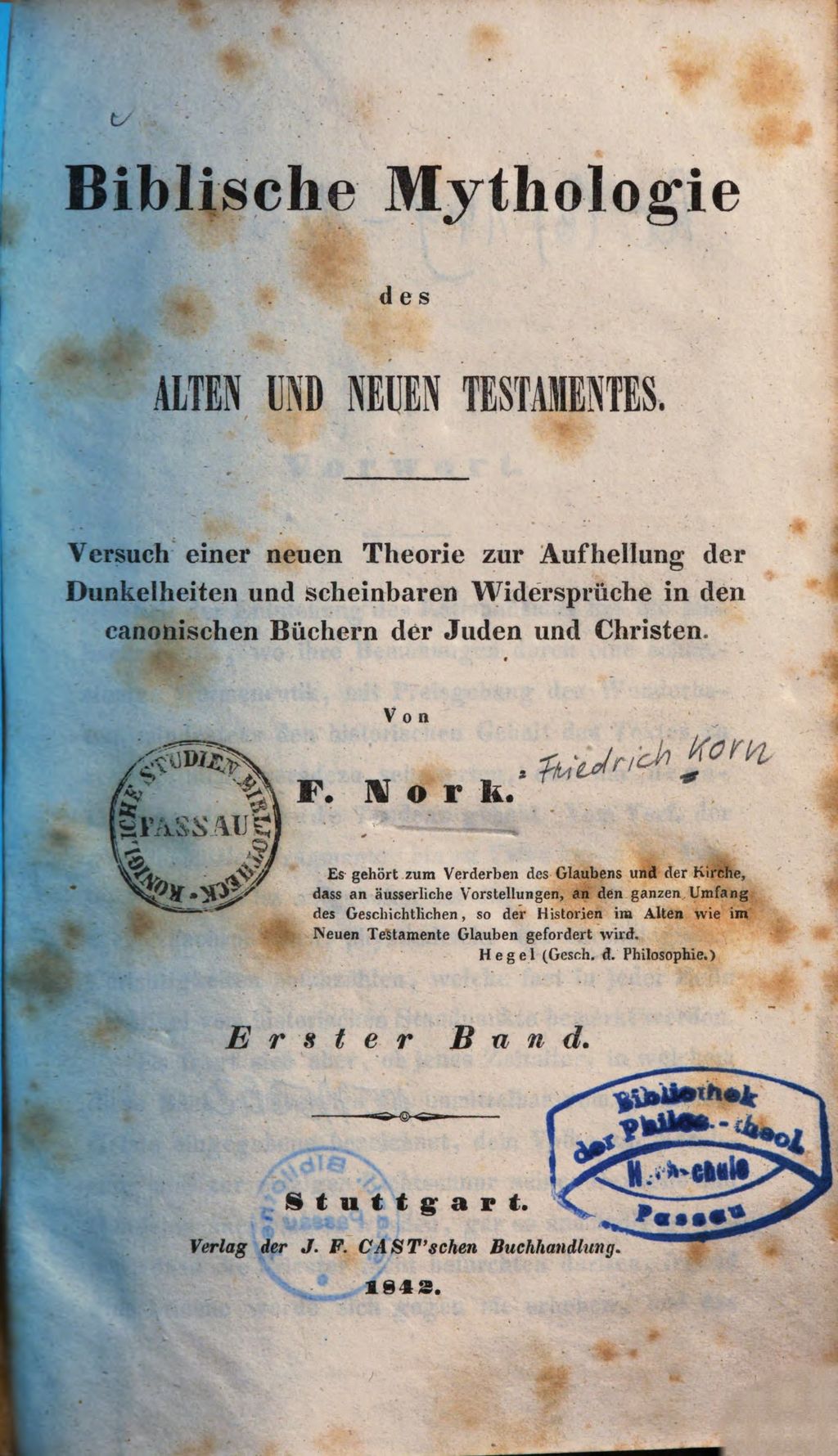 Cover of Biblische Mythologie des alten und neuen Testamentes. 1