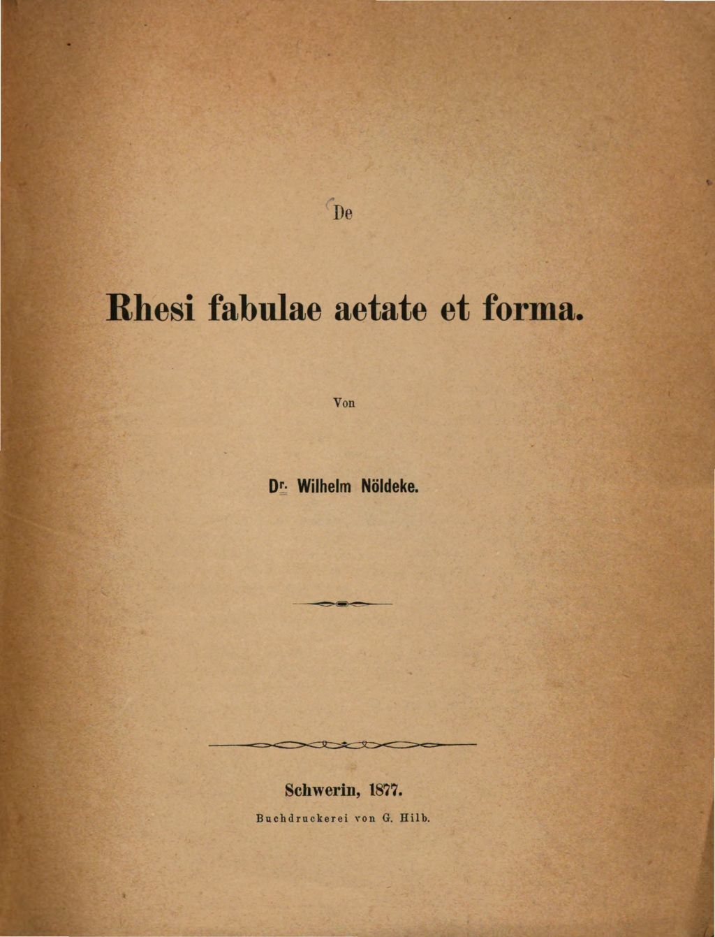 Cover of De Rhesi fabulae aetate et forma