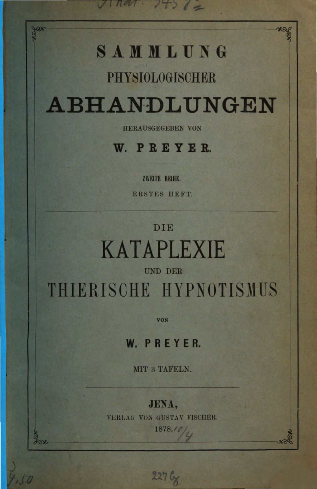 Cover of Die Kataplexie und der thierische Hypnotismus