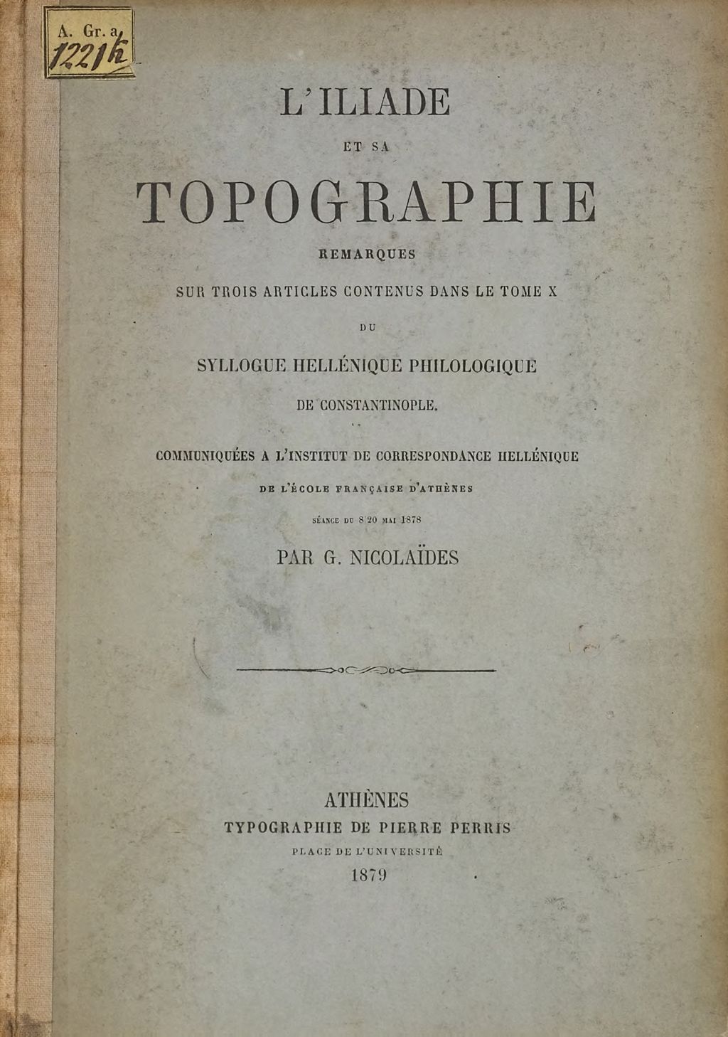Cover of L' Iliade et sa topographie