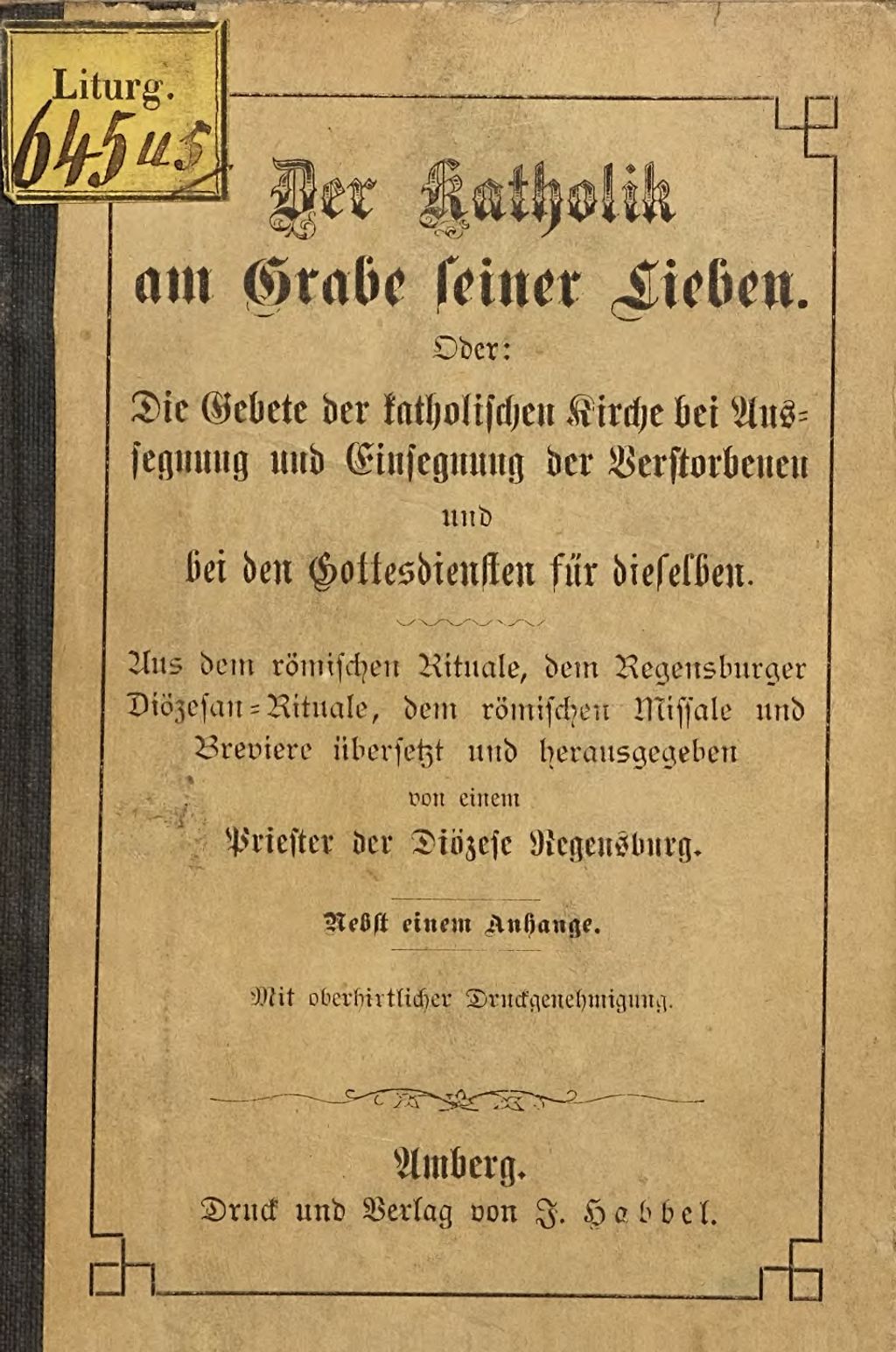 Cover of Der Katholik am Grabe seiner Lieben