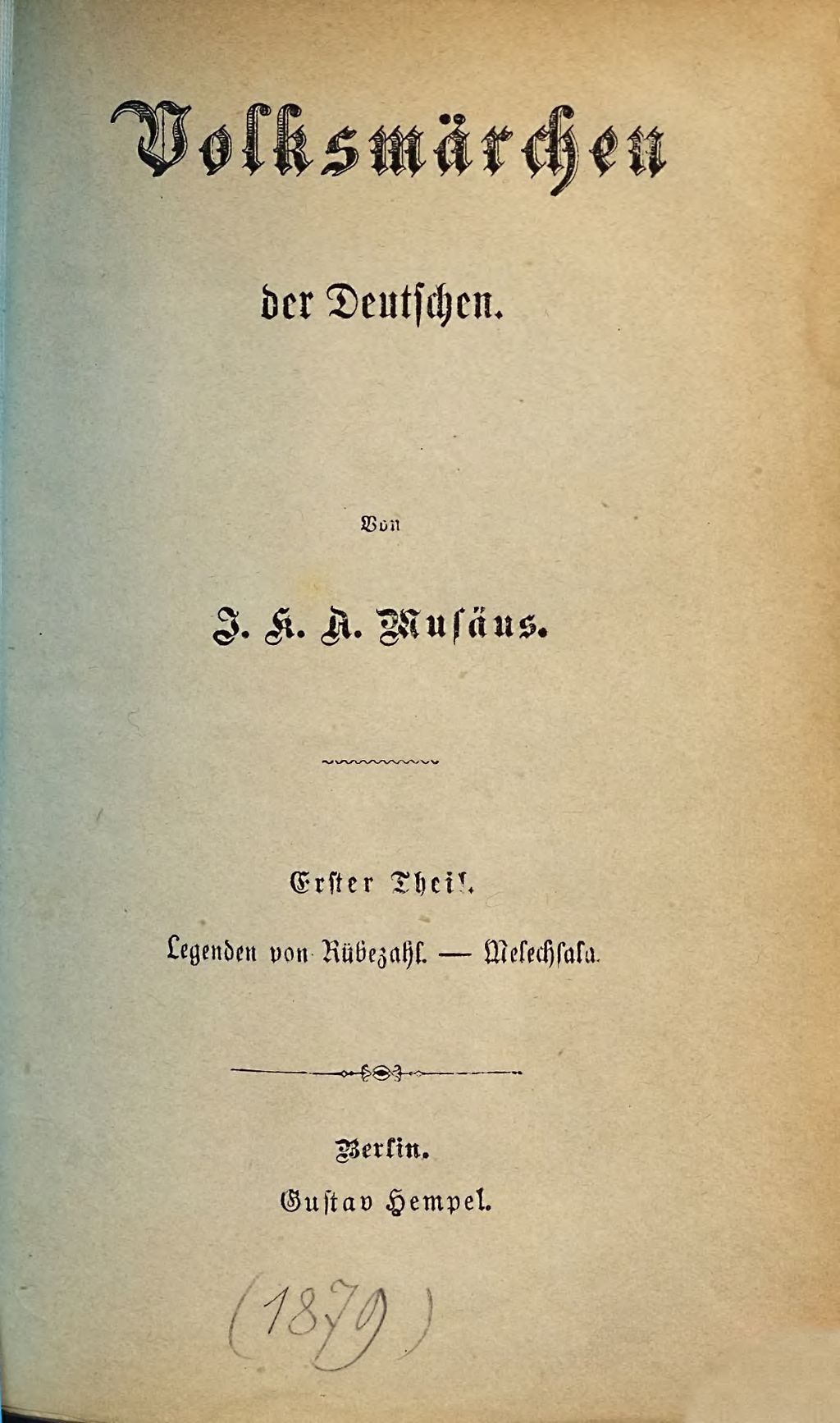 Cover of Volksmärchen der Deutschen. 1, Legenden von Rübezahl - Melechsala