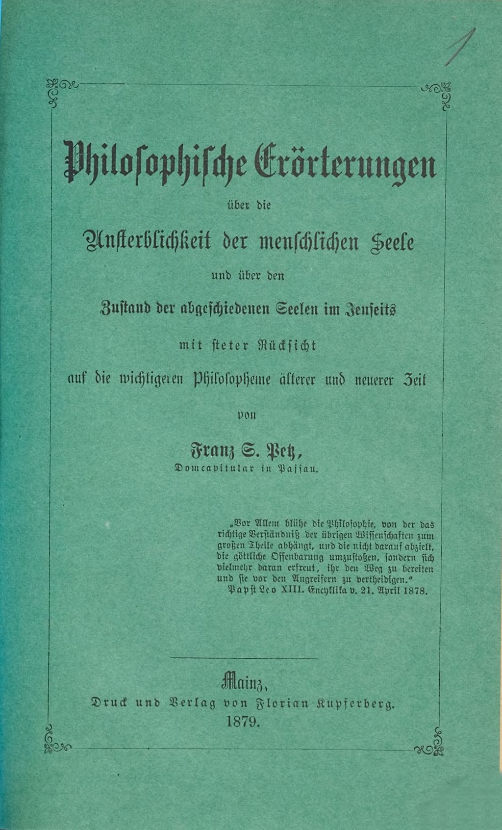 Cover of Philosophische Erörterungen über die Unsterblichkeit der menschlichen Seele und über den Zustand der abgeschiedenen Seelen im Jenseits